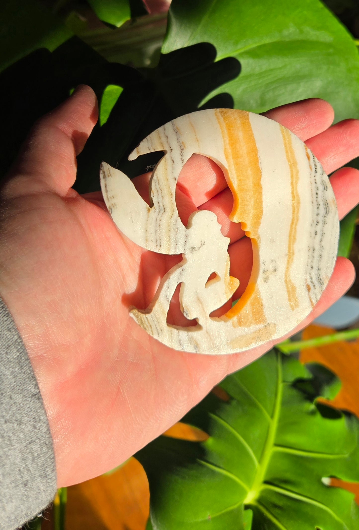 Dendritic Orange Calcite Fairy on Moon