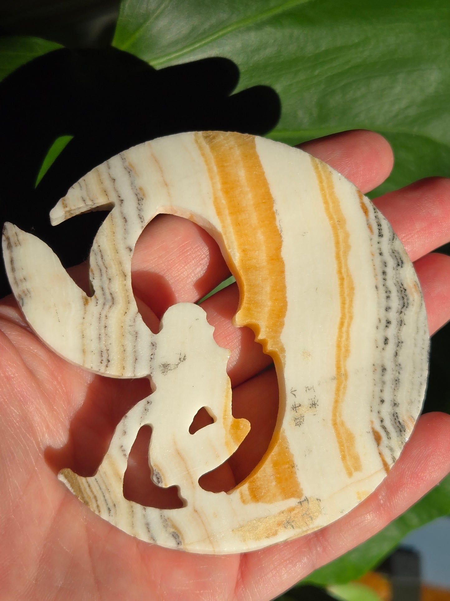 Dendritic Orange Calcite Fairy on Moon