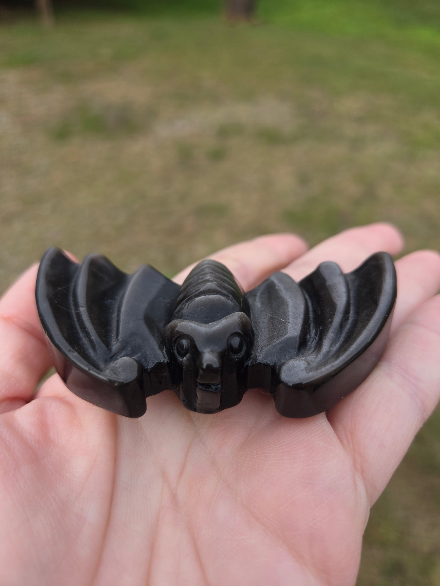 Silver Sheen Obsidian Bat
