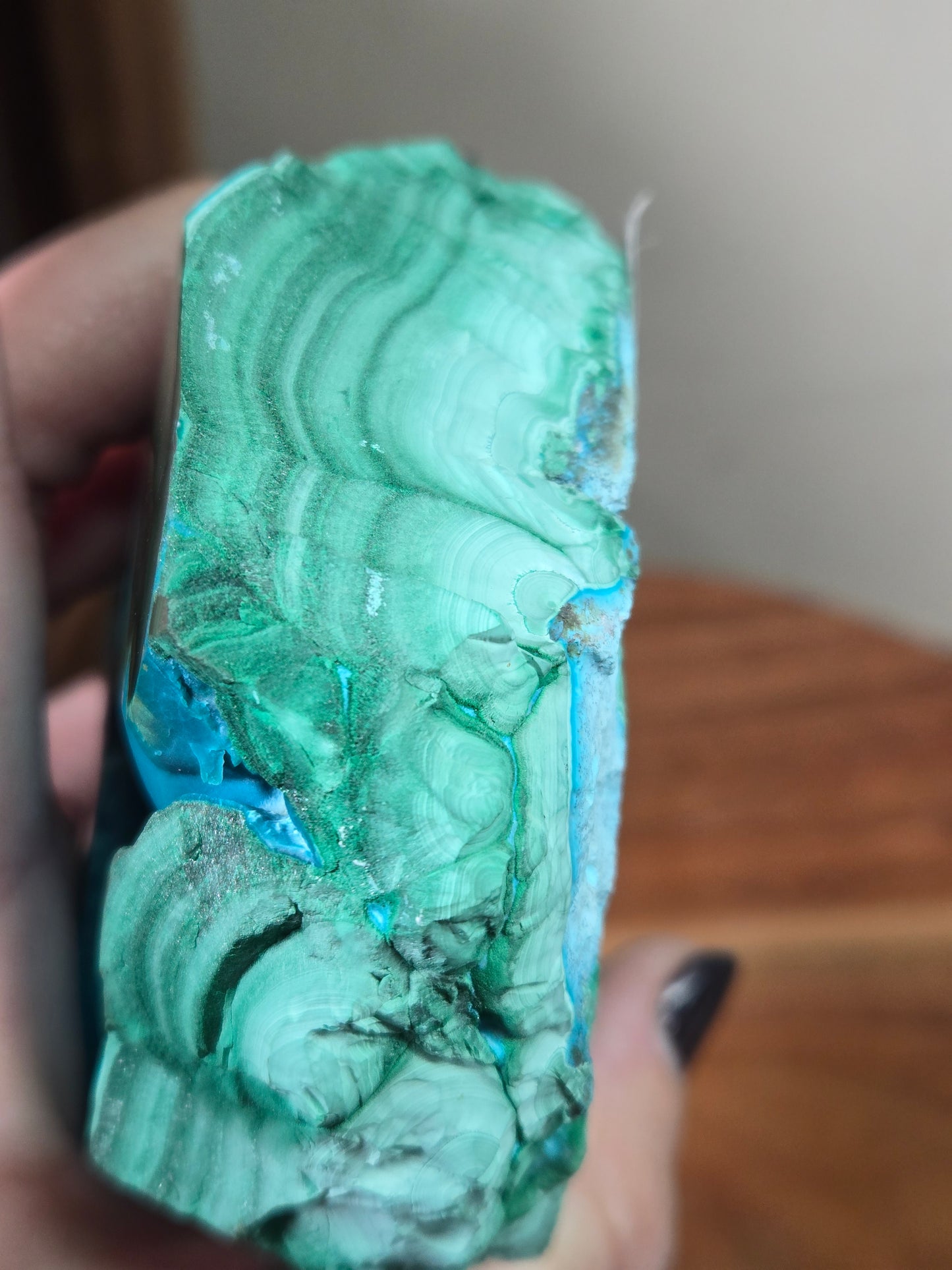 Malachite and Chrysocolla Standing Slab