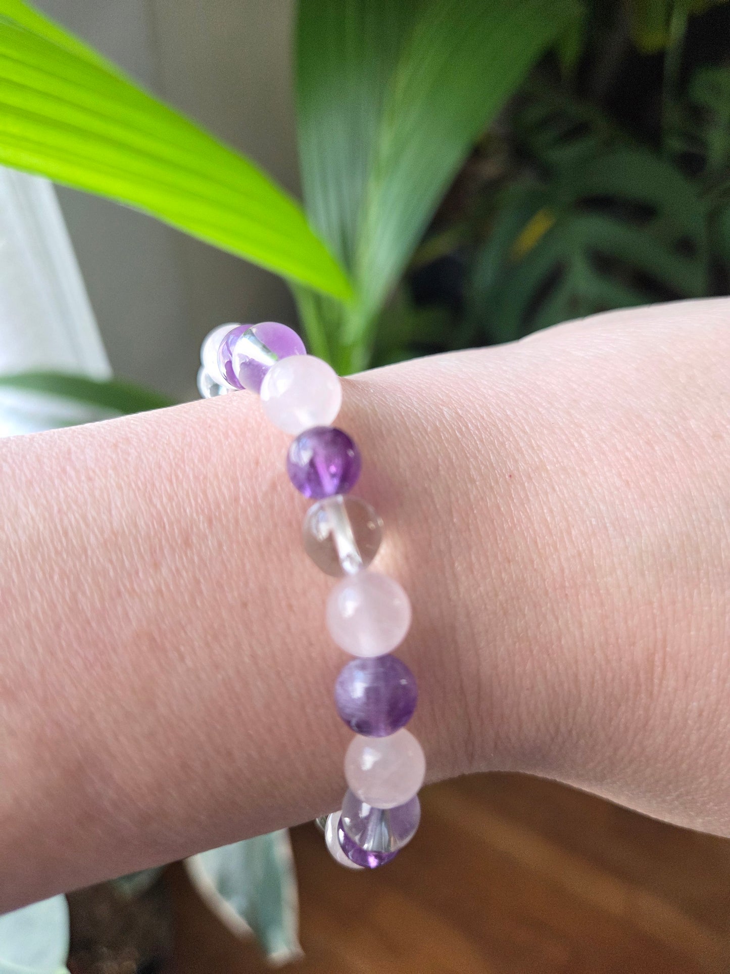 Clear Rose and Amethyst Braclet 8mm