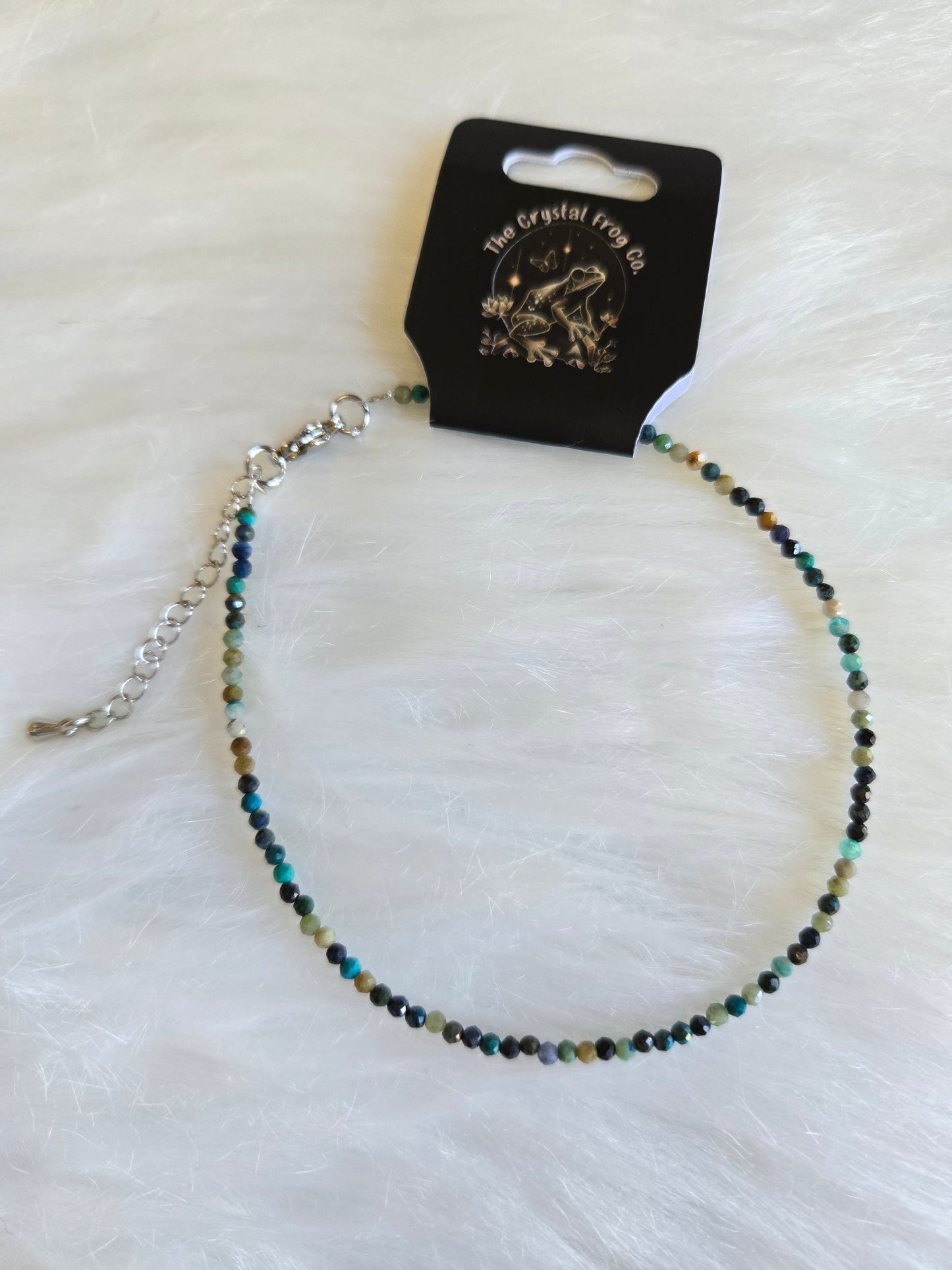 2mm Chrysocolla Faceted Anklet (9"with a  2" extender)
