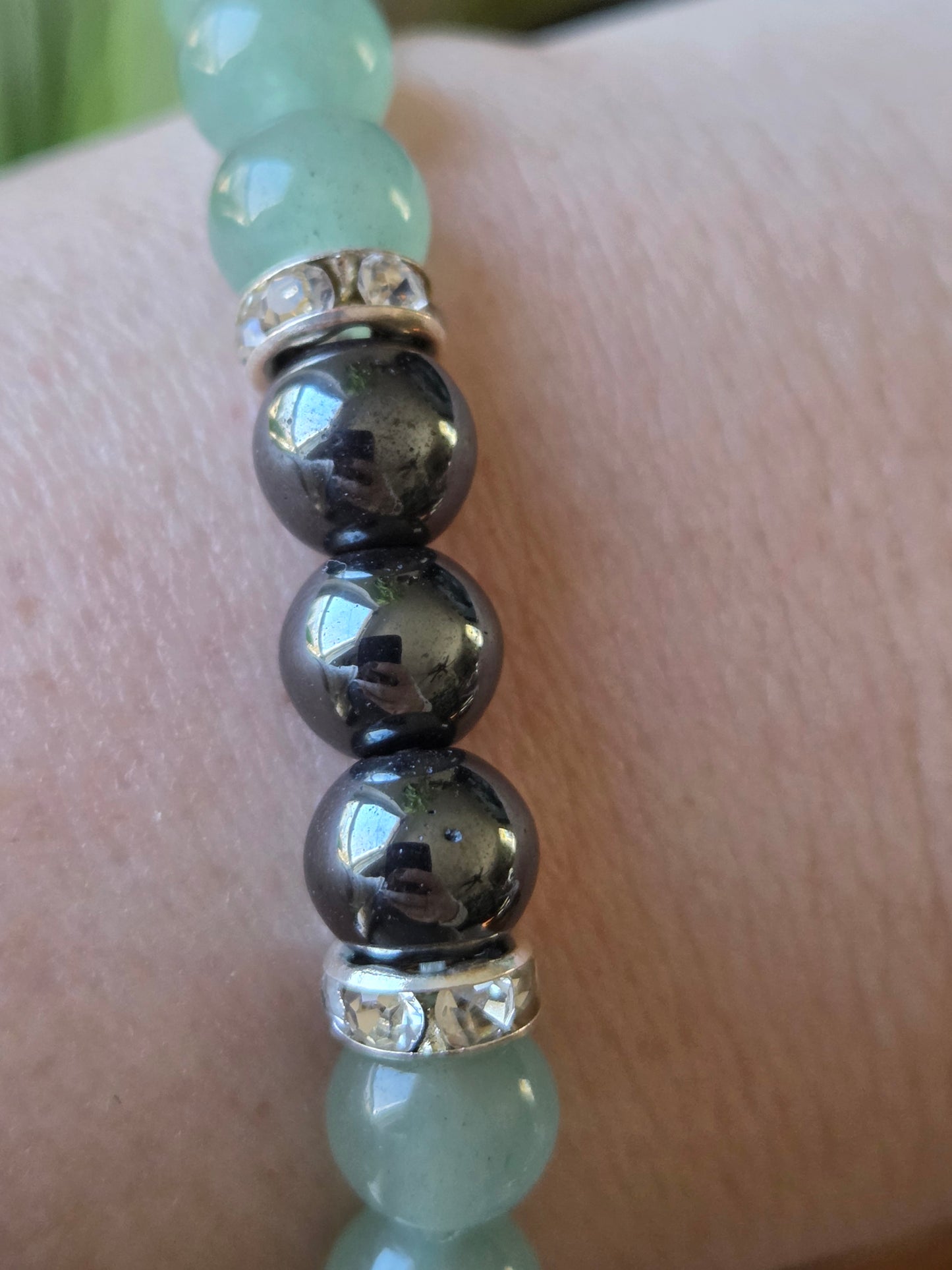 Green Adventurine with Hematite 8mm