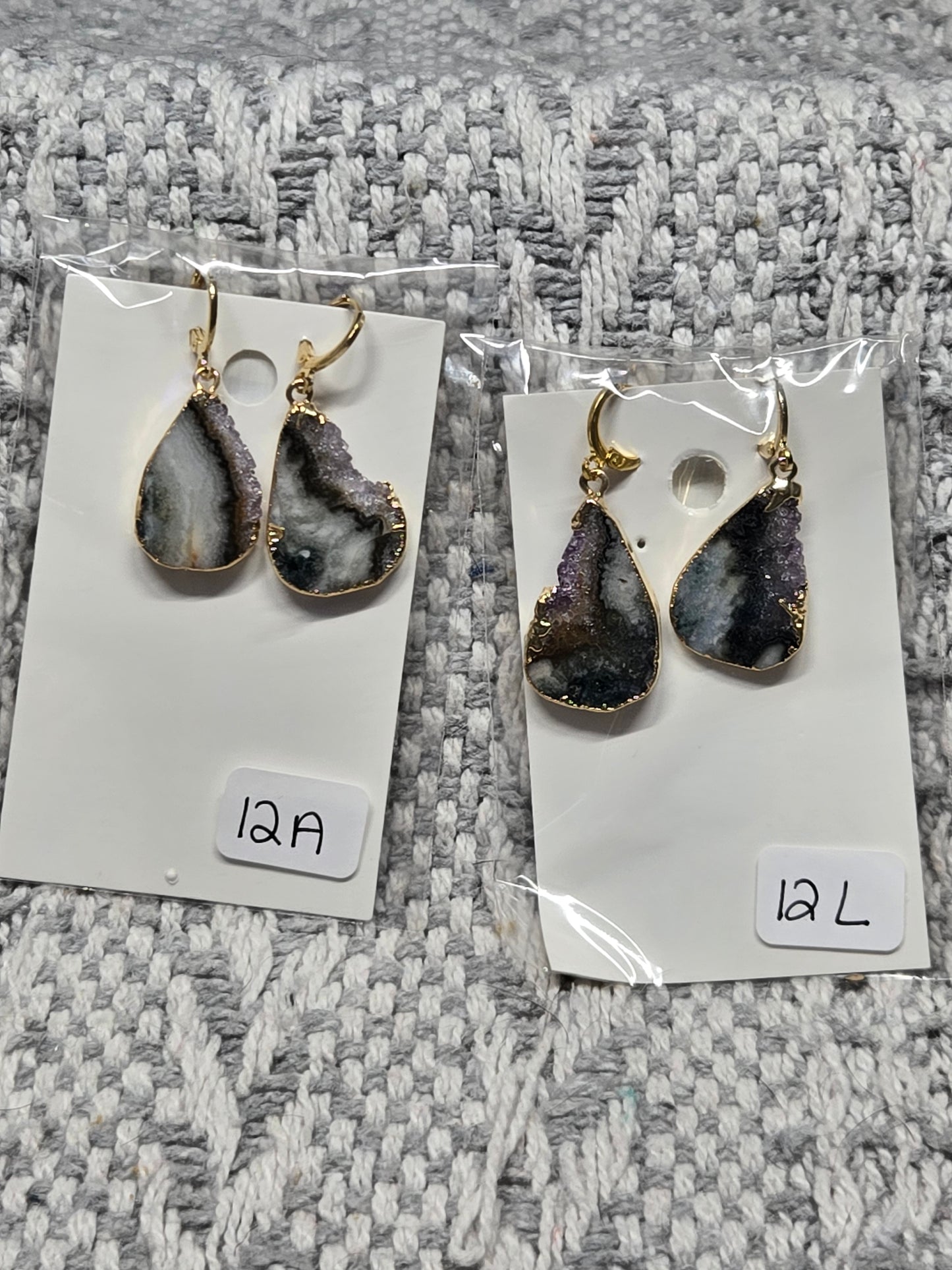 Amethyst Slice Hoop Earrings