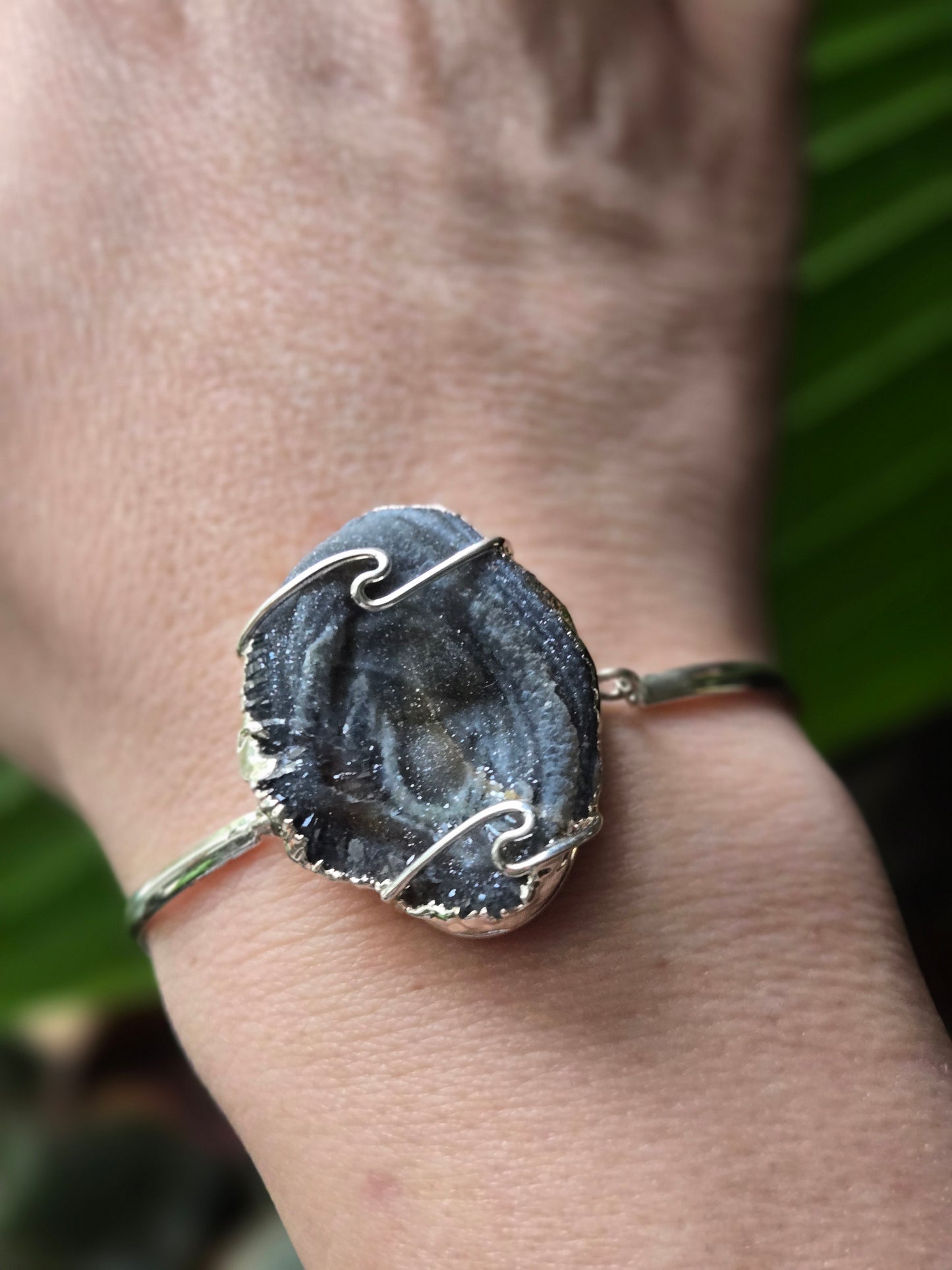 Druzy Chalcedony Ring & Bracelet Set