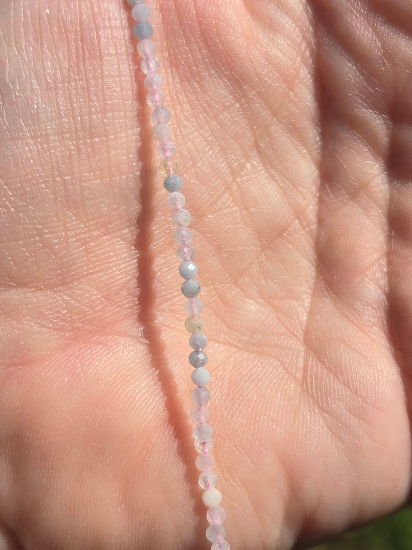 2mm Natural Faceted Morganite Necklace (16" With a 2" Extender Lobster Clasp)