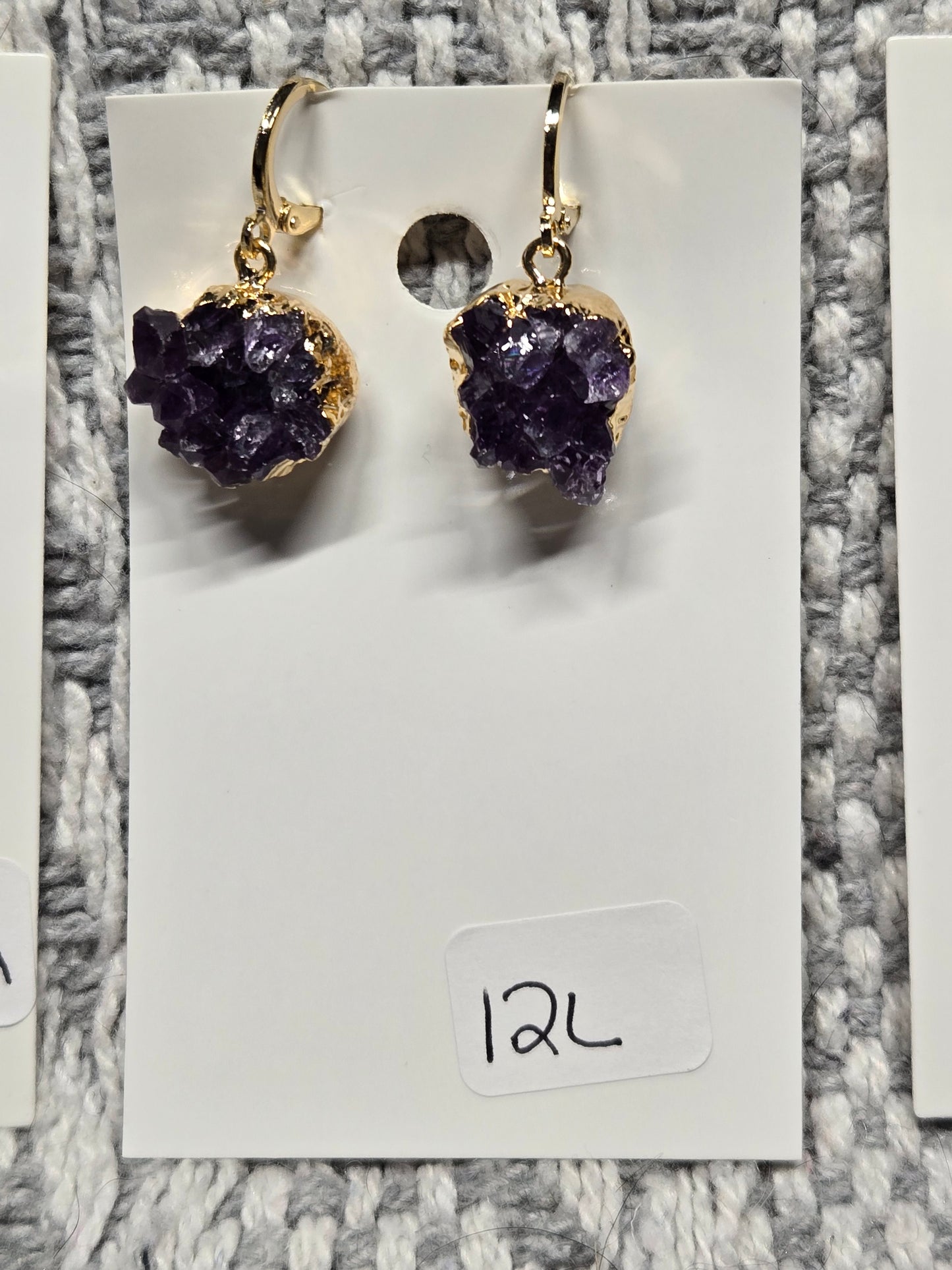 Amethyst Cluster Hoop Earrings