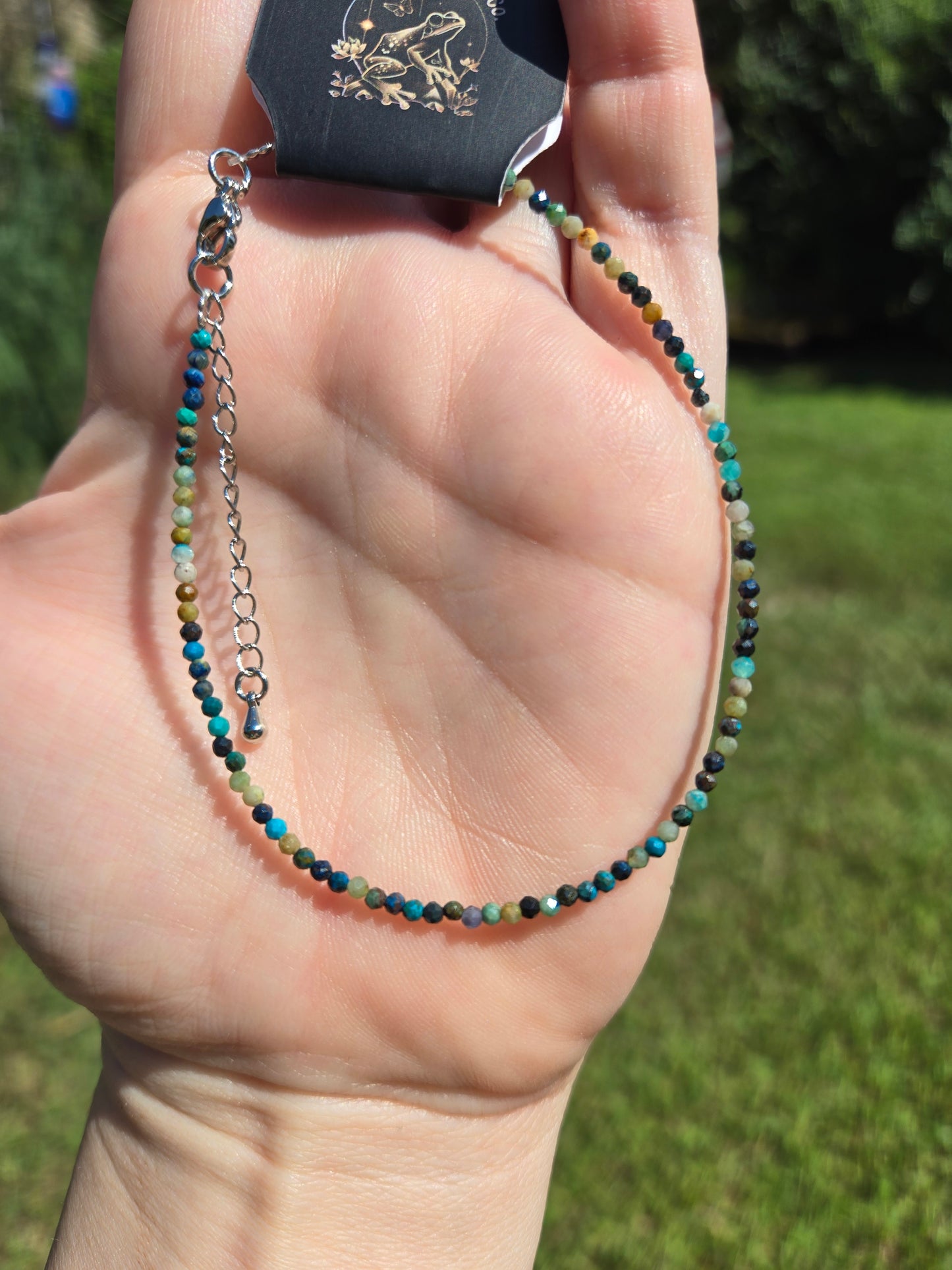 2mm Chrysocolla Faceted Anklet (9"with a  2" extender)