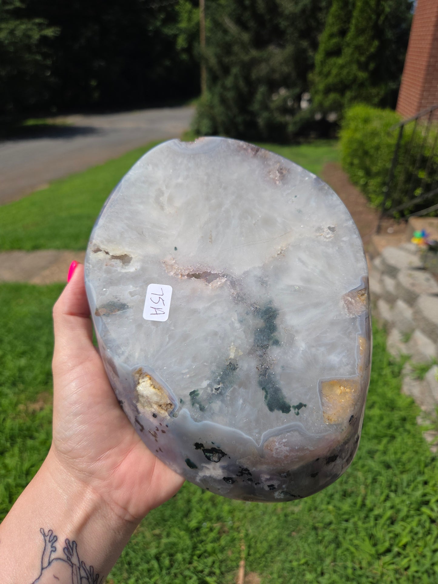 Moss Agate Bowl with Druzy