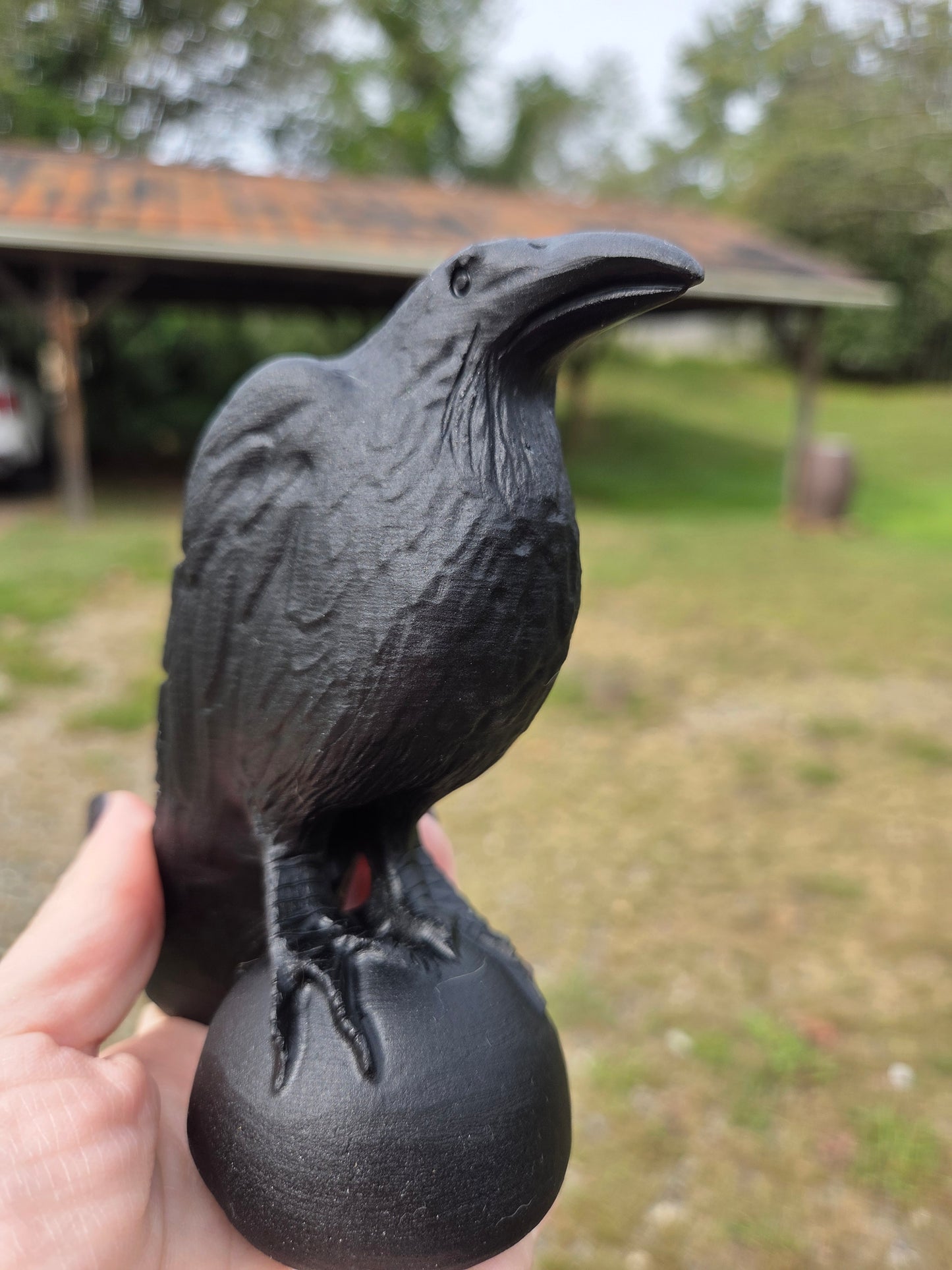 Large Black Obsidian Raven