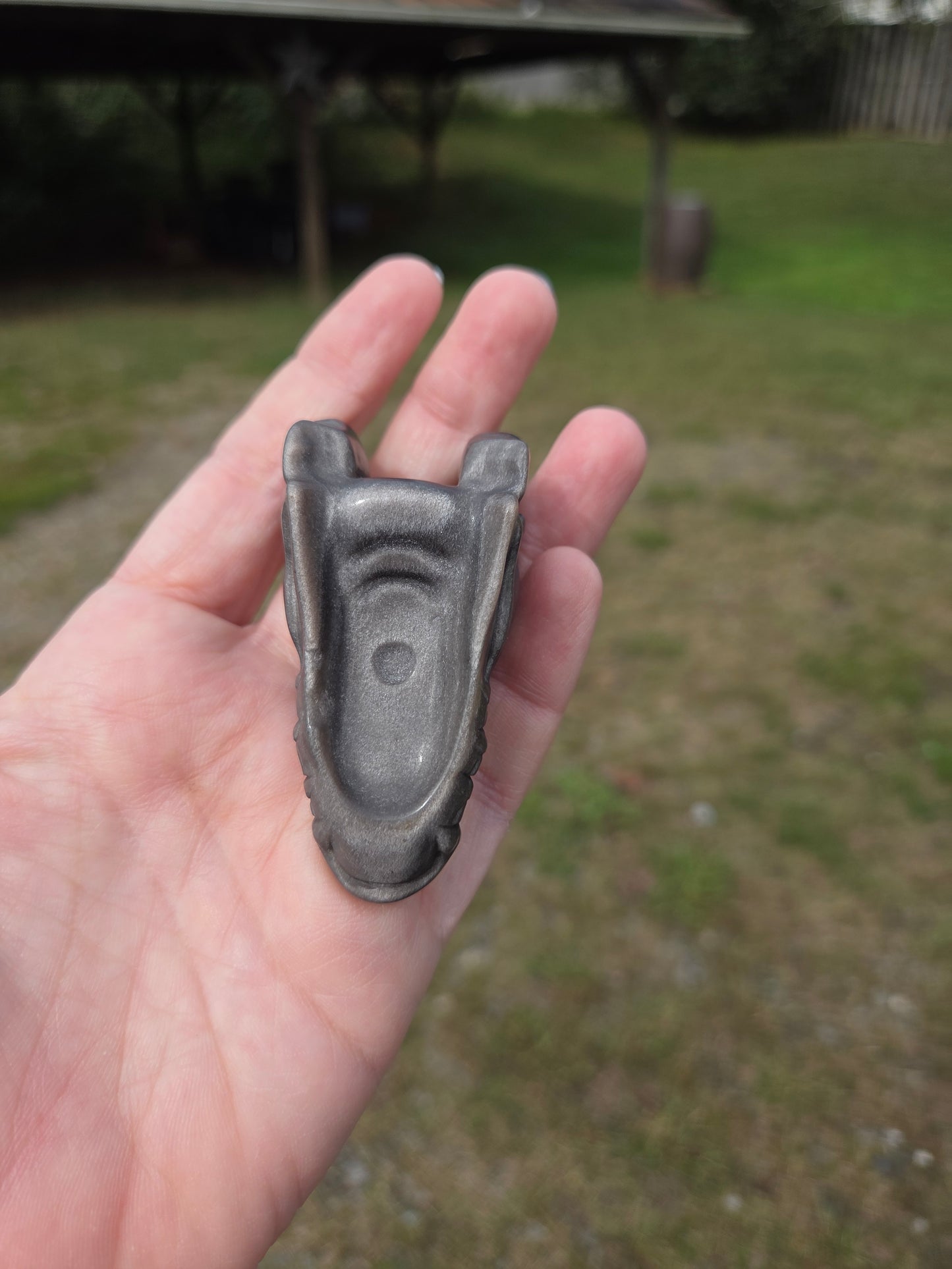 Silver Sheen Obsidian Dragon Head