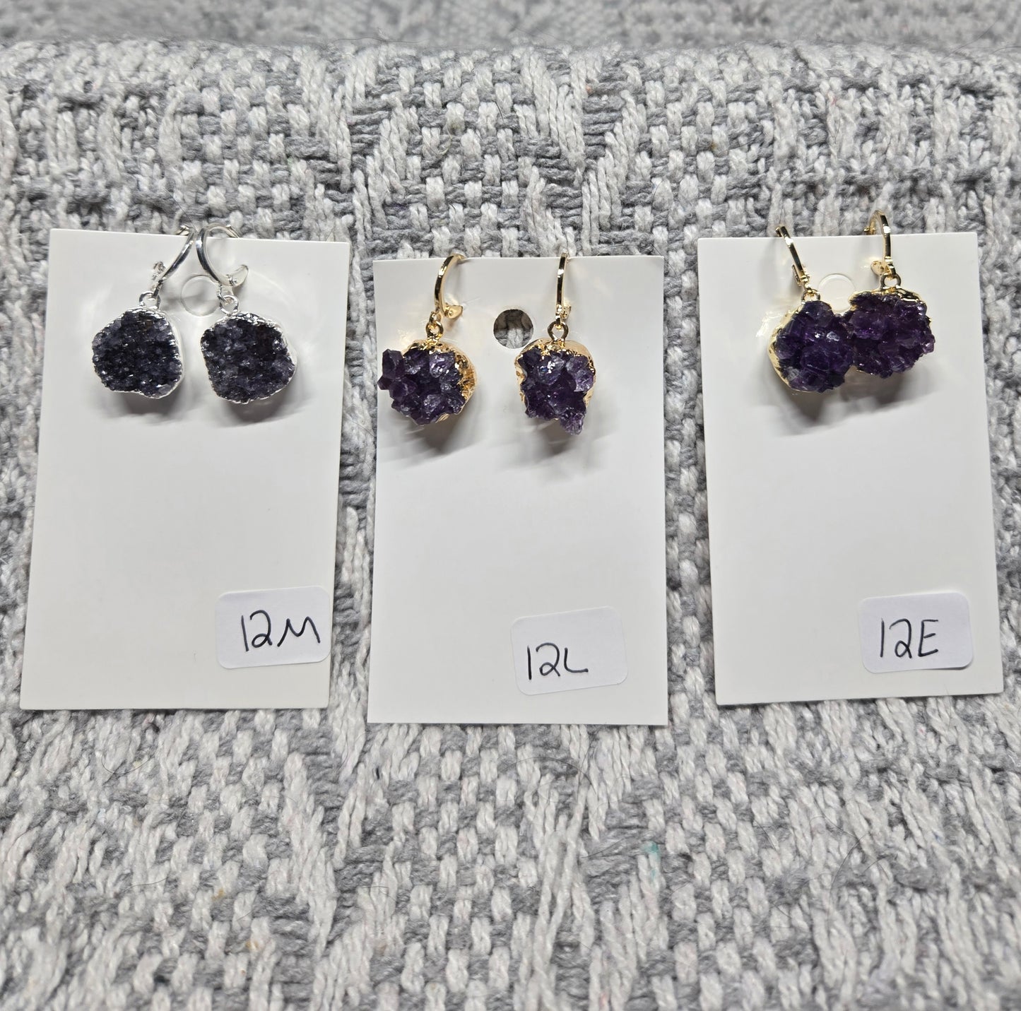 Amethyst Cluster Hoop Earrings