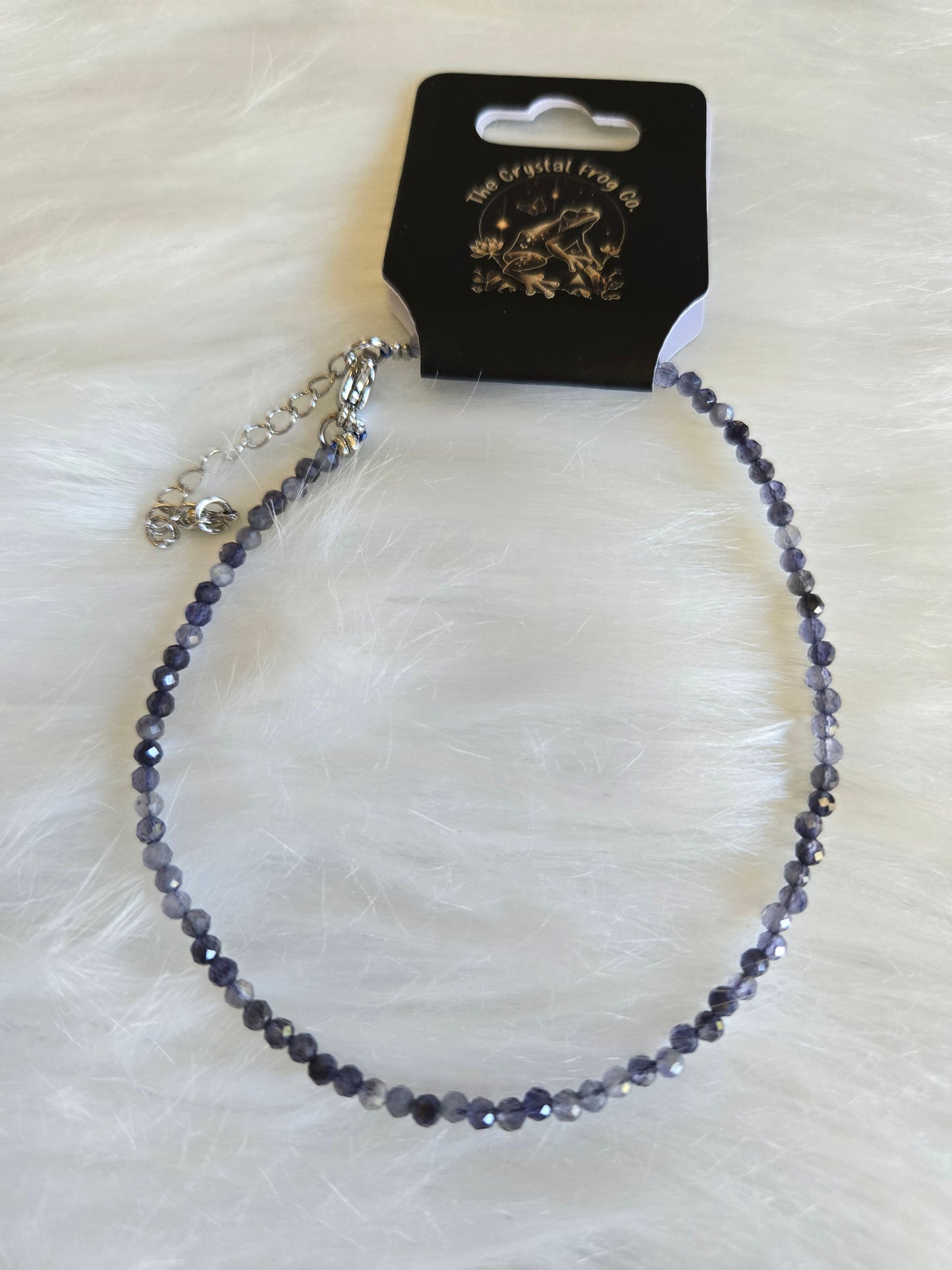 2mm Iolite Faceted Anklet (9" With a 2" Extender)