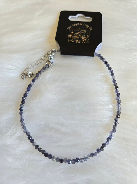 2mm Iolite Faceted Anklet (9" With a 2" Extender)