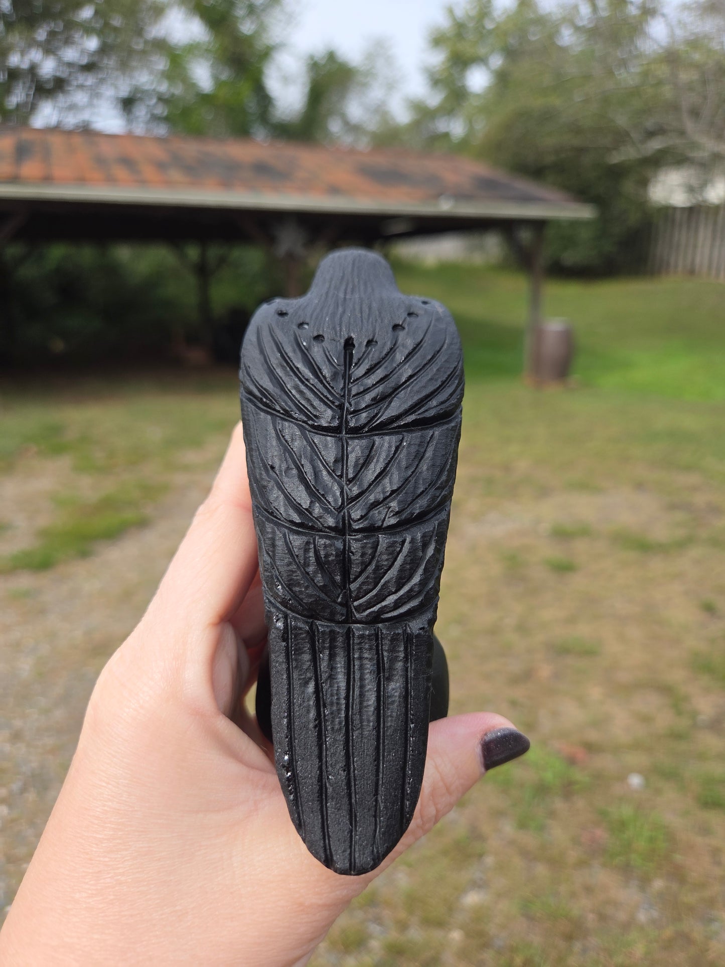 Large Black Obsidian Raven