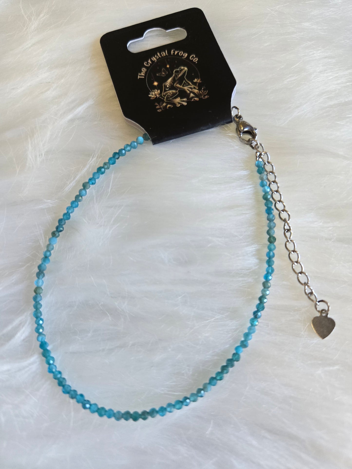 2mm Blue Apatite Faceted Anklet (9" With a 2" Extender)