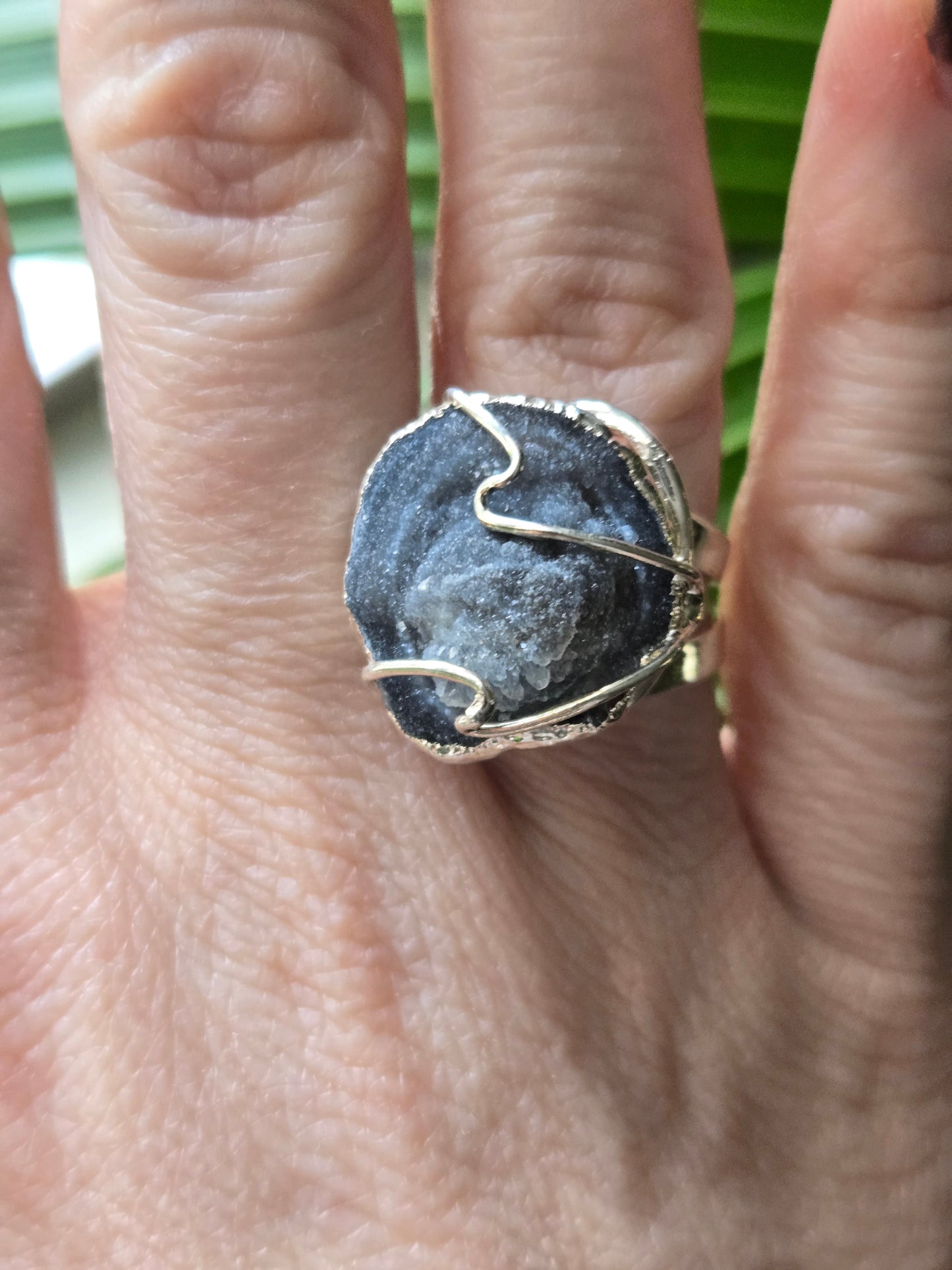 Druzy Chalcedony Ring & Bracelet Set