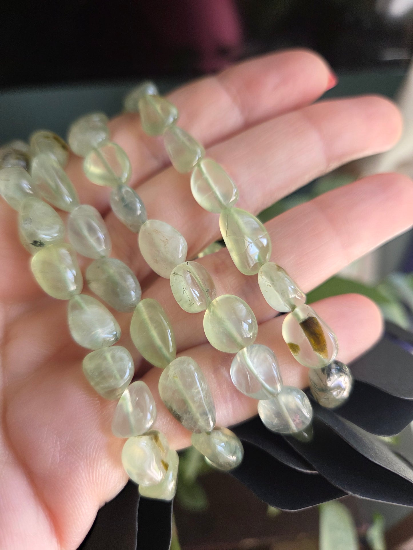 Prehnite with Epidote Tumble Bracelet
