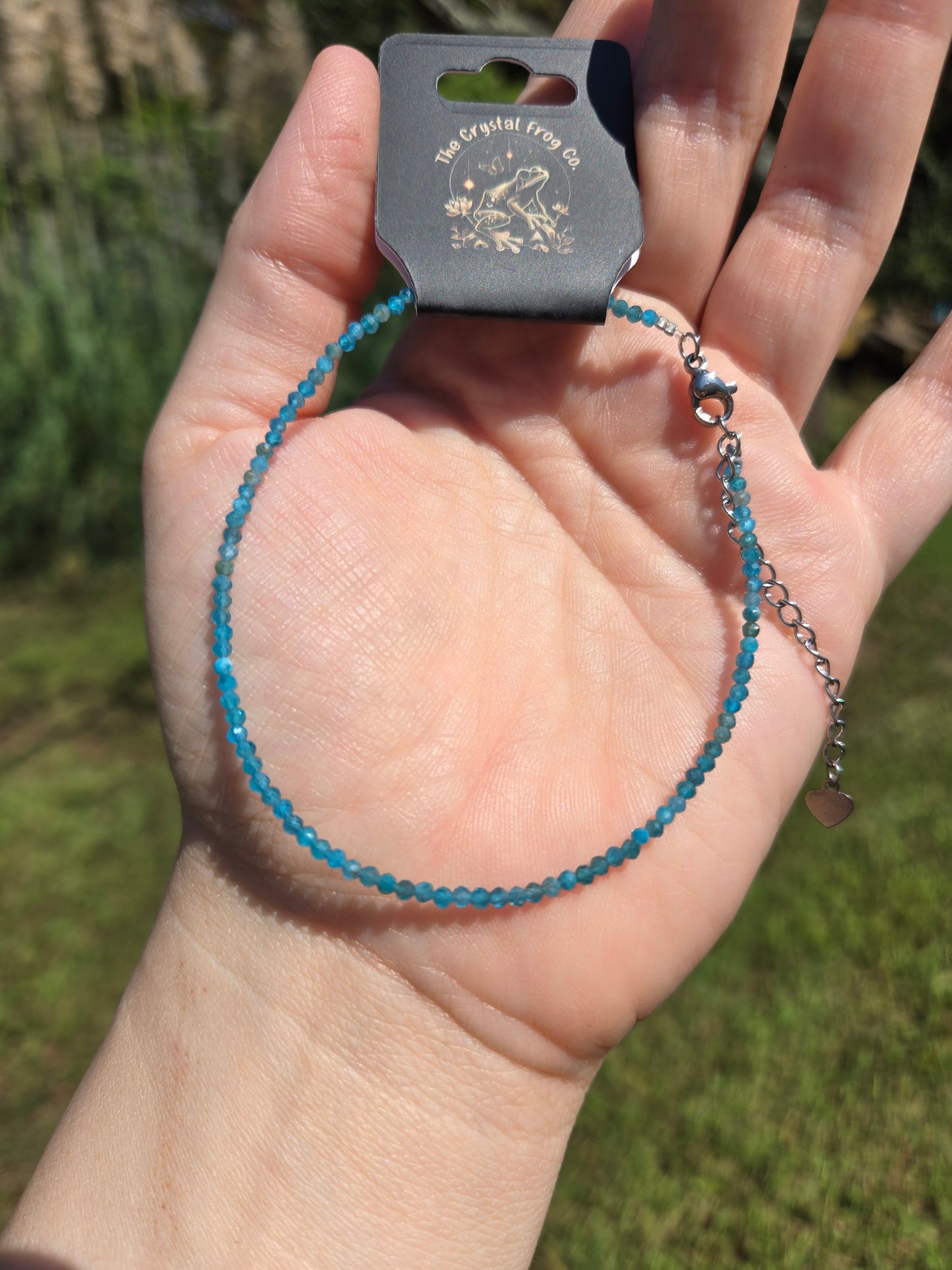 2mm Blue Apatite Faceted Anklet (9" With a 2" Extender)