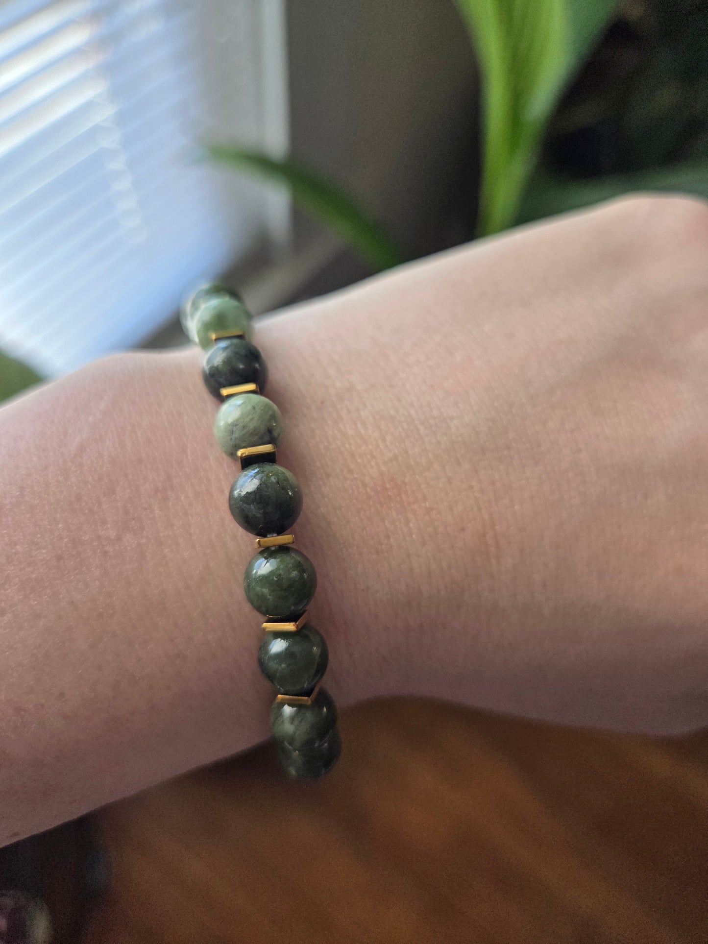 Jade with Gold Spacers 8mm