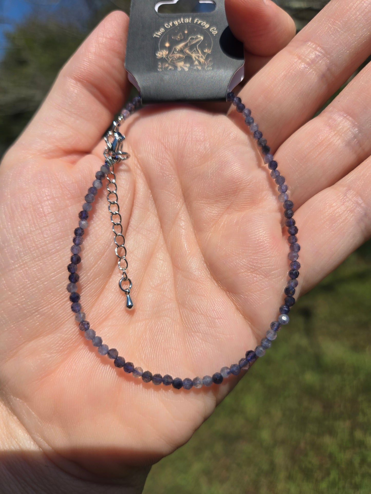 2mm Iolite Faceted Anklet (9" With a 2" Extender)