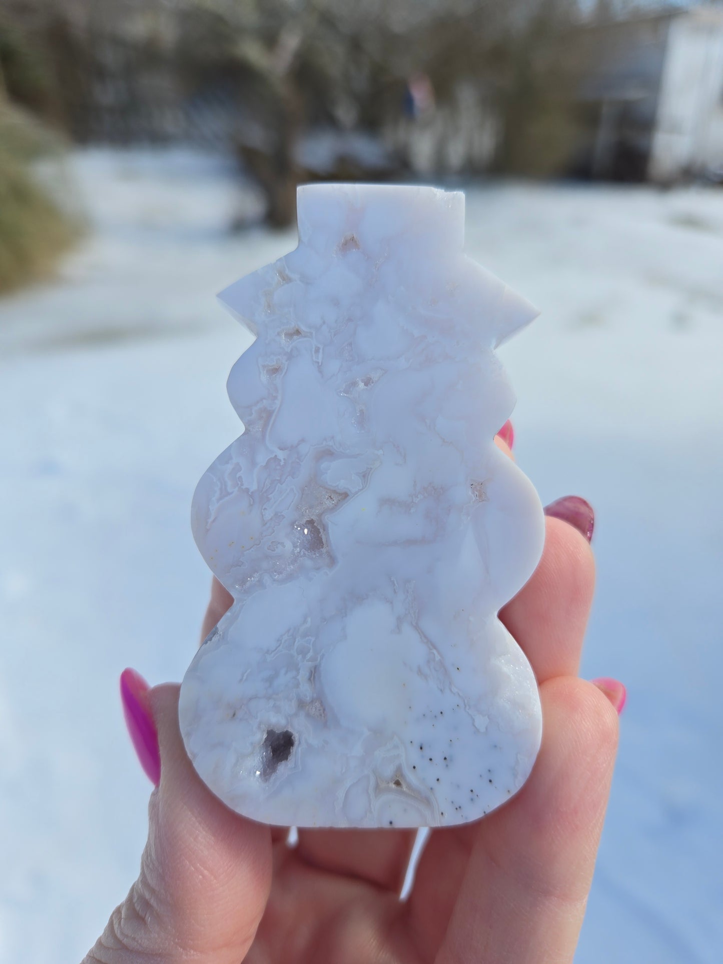White Plume Agate Snowman