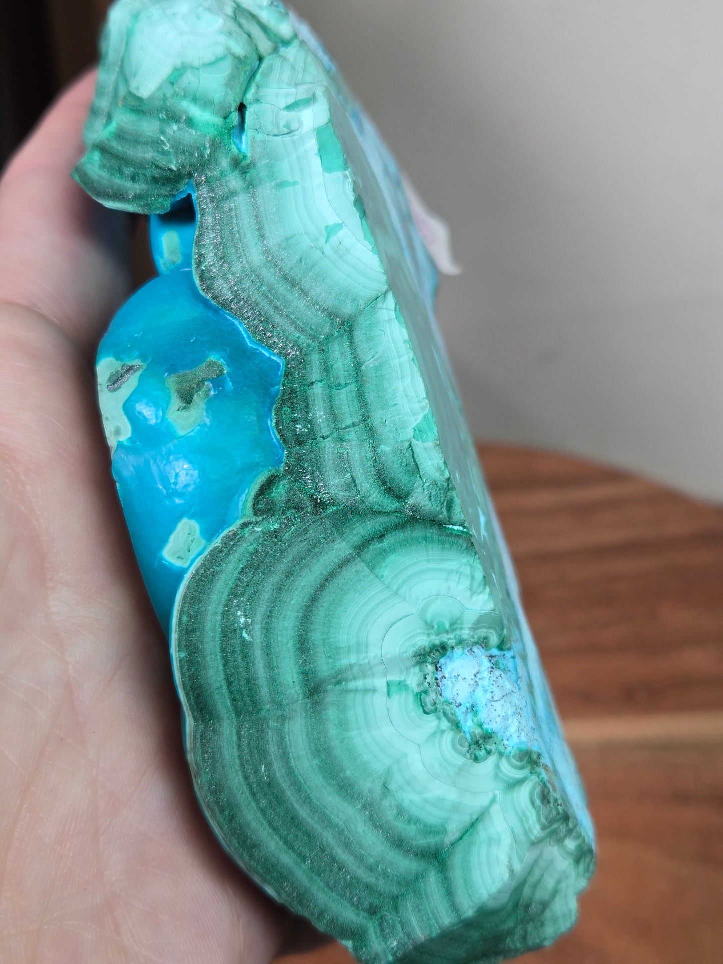 Malachite and Chrysocolla Standing Slab