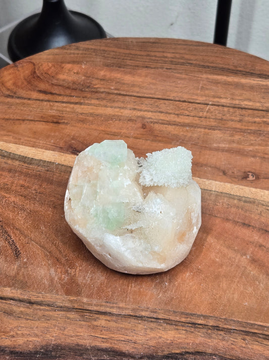 Green Apophyllite and Stilbite Cutbase