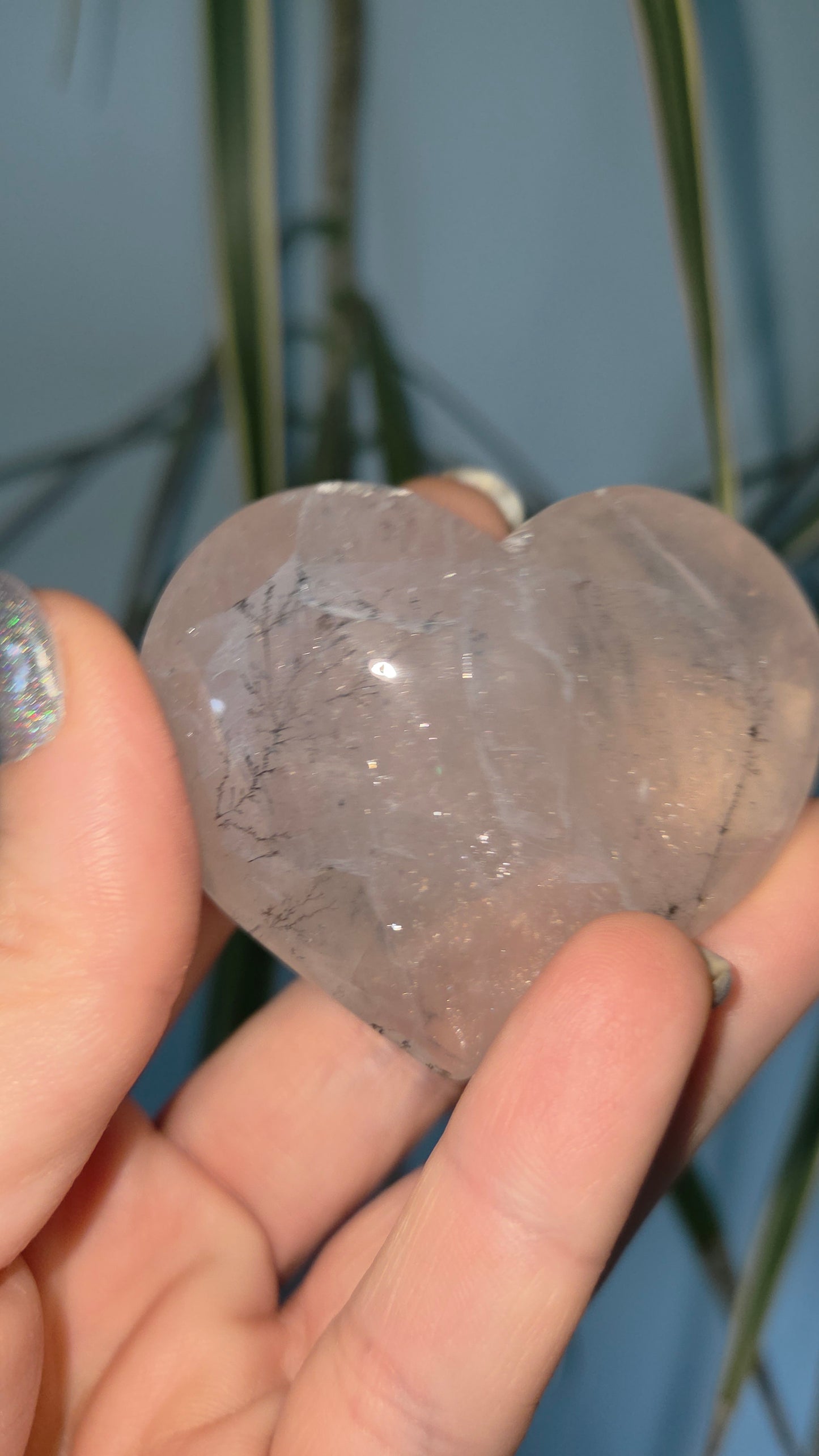 Dendritic Rose Quartz Heart