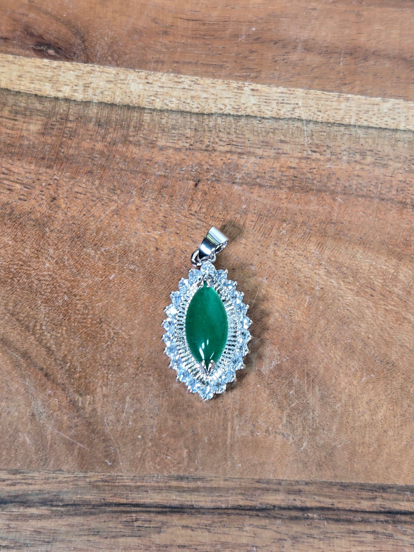 Jade and White Topaz Pendant