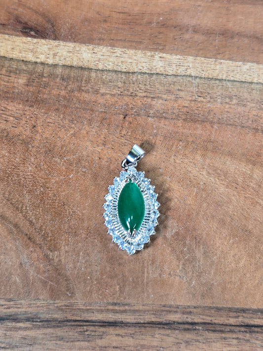 Jade and White Topaz Pendant