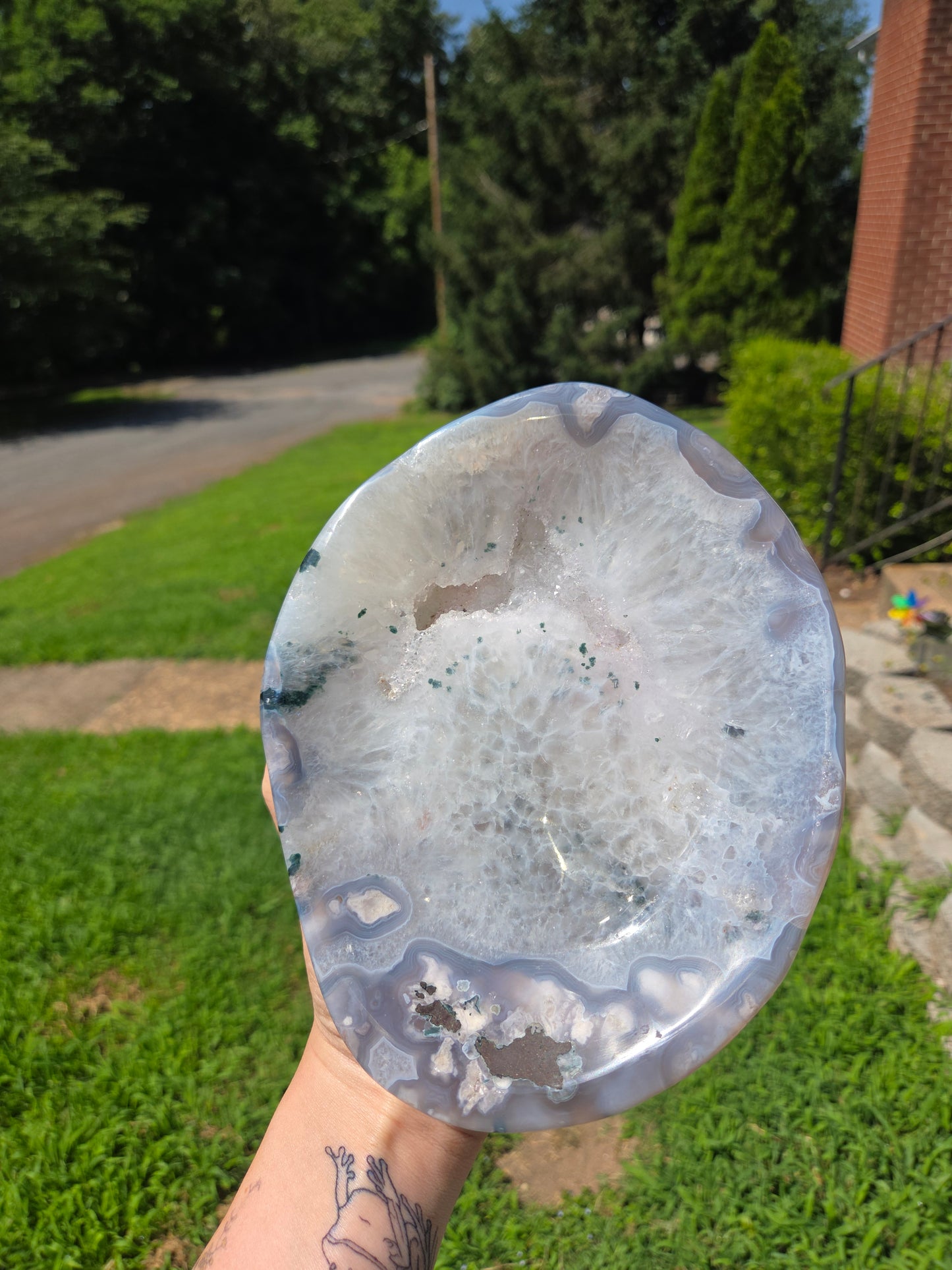 Moss Agate Bowl with Druzy
