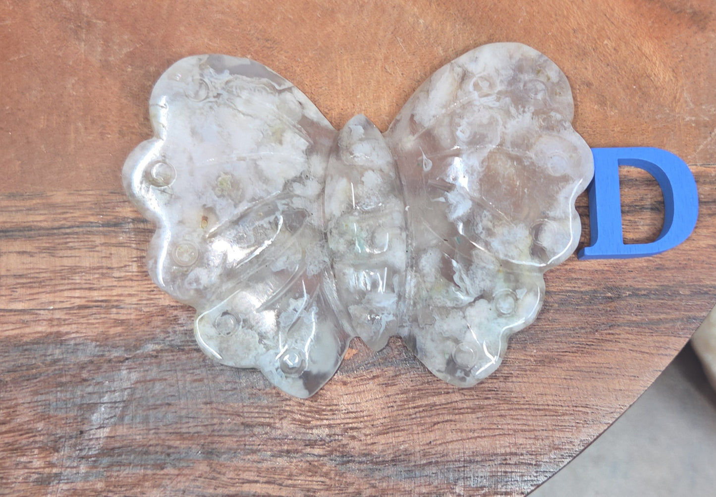 Green Flower Agate Butterfly