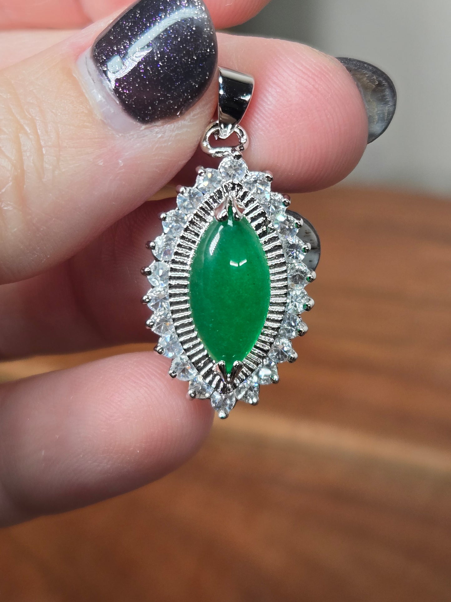 Jade and White Topaz Pendant