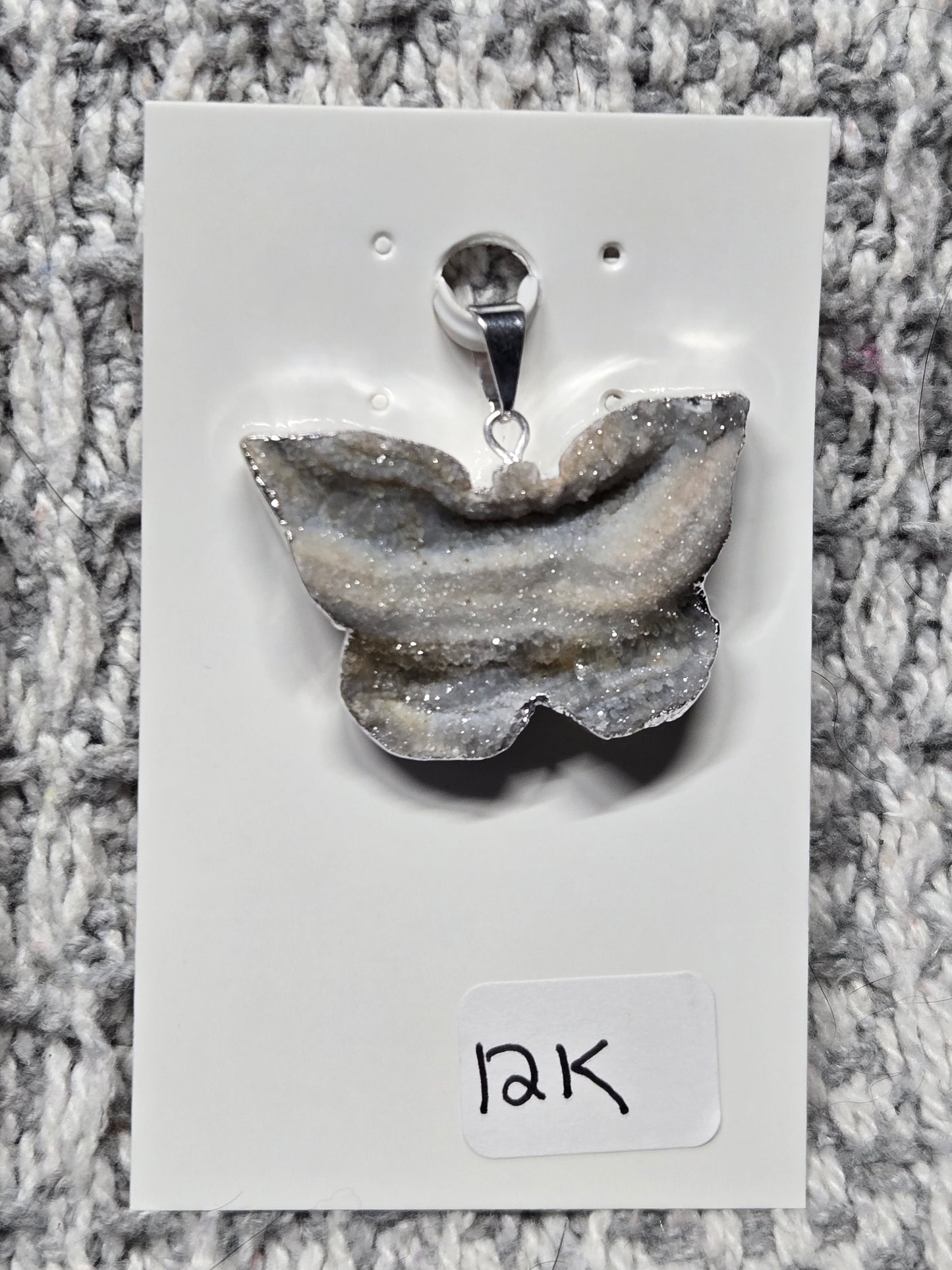 Druzy Chalcedony Butterfly Pendant 🦋