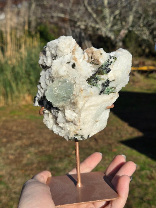 Green Tourmaline and Aqua in Albite