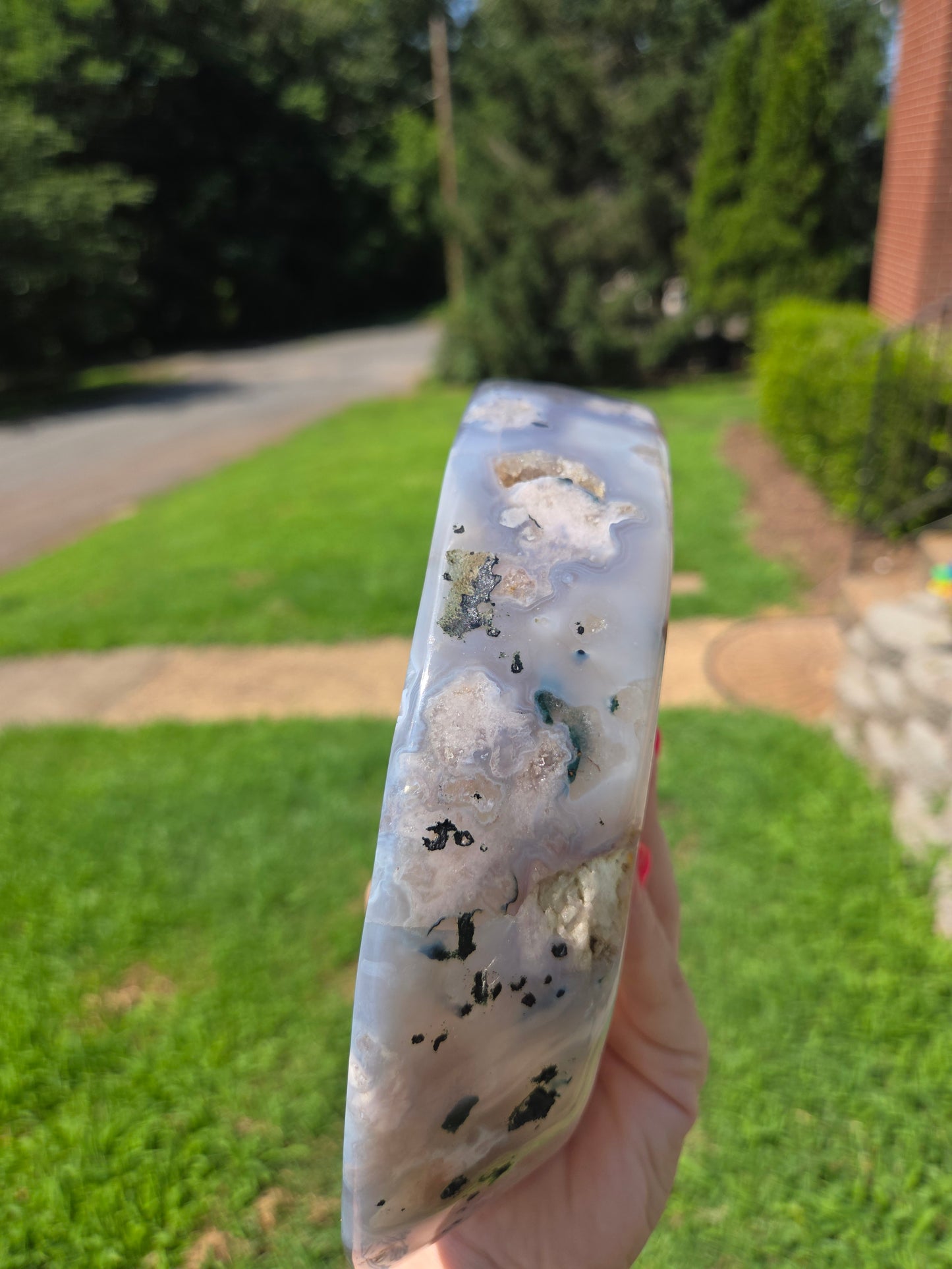 Moss Agate Bowl with Druzy