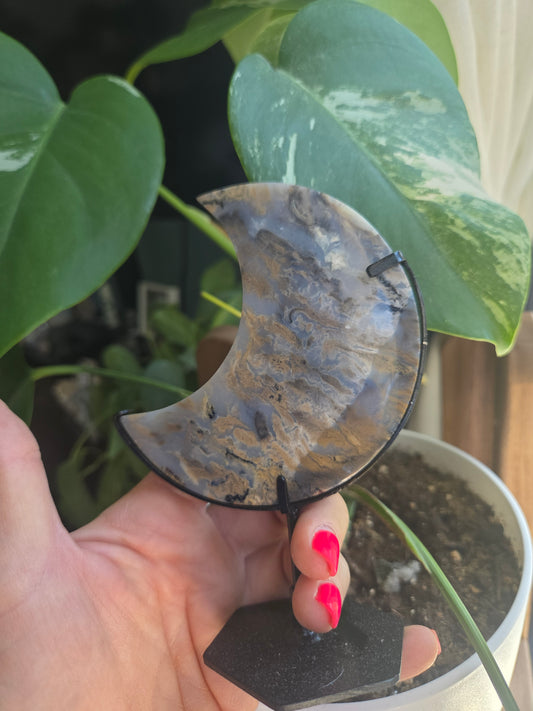 Dendritic Tiger Agate Moon