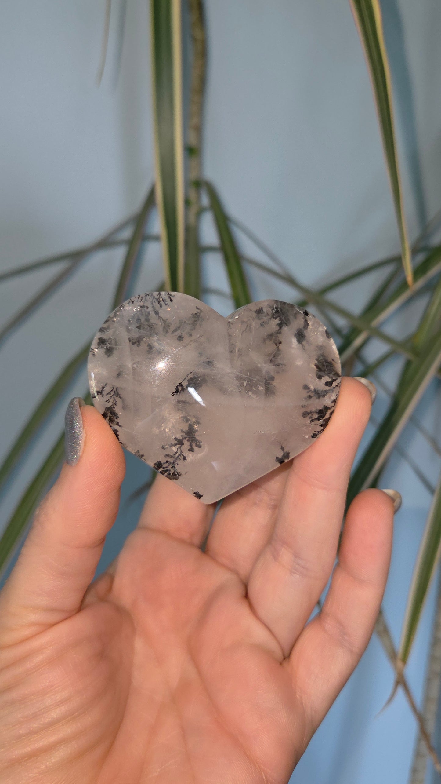 Dendritic Rose Quartz Heart