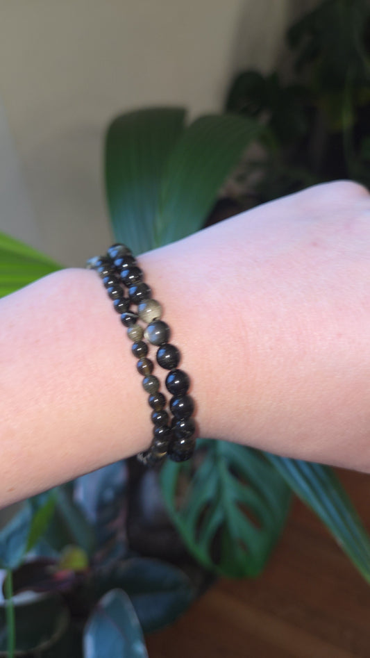 Gold Sheen Obsidian Bracelet