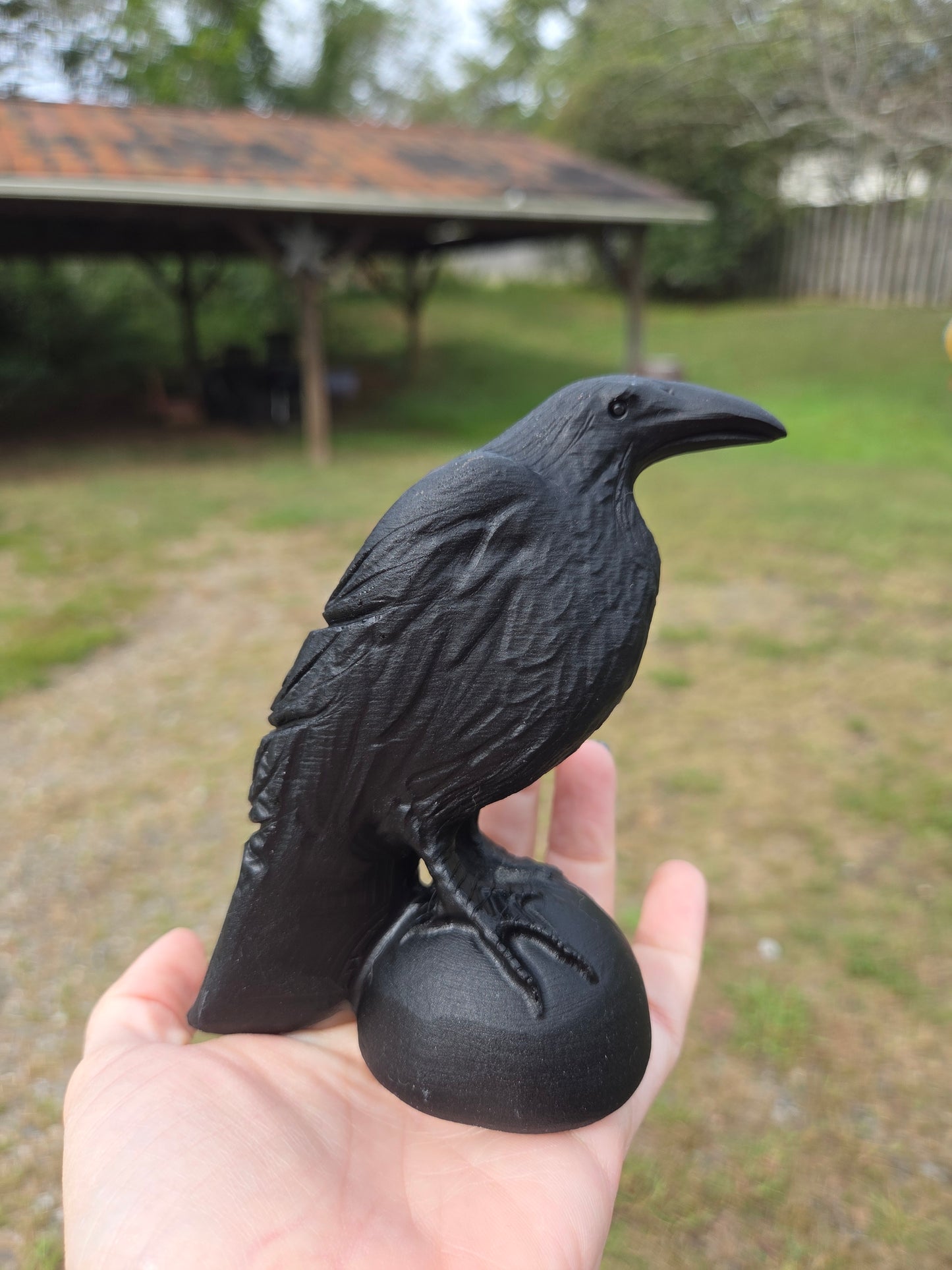 Large Black Obsidian Raven