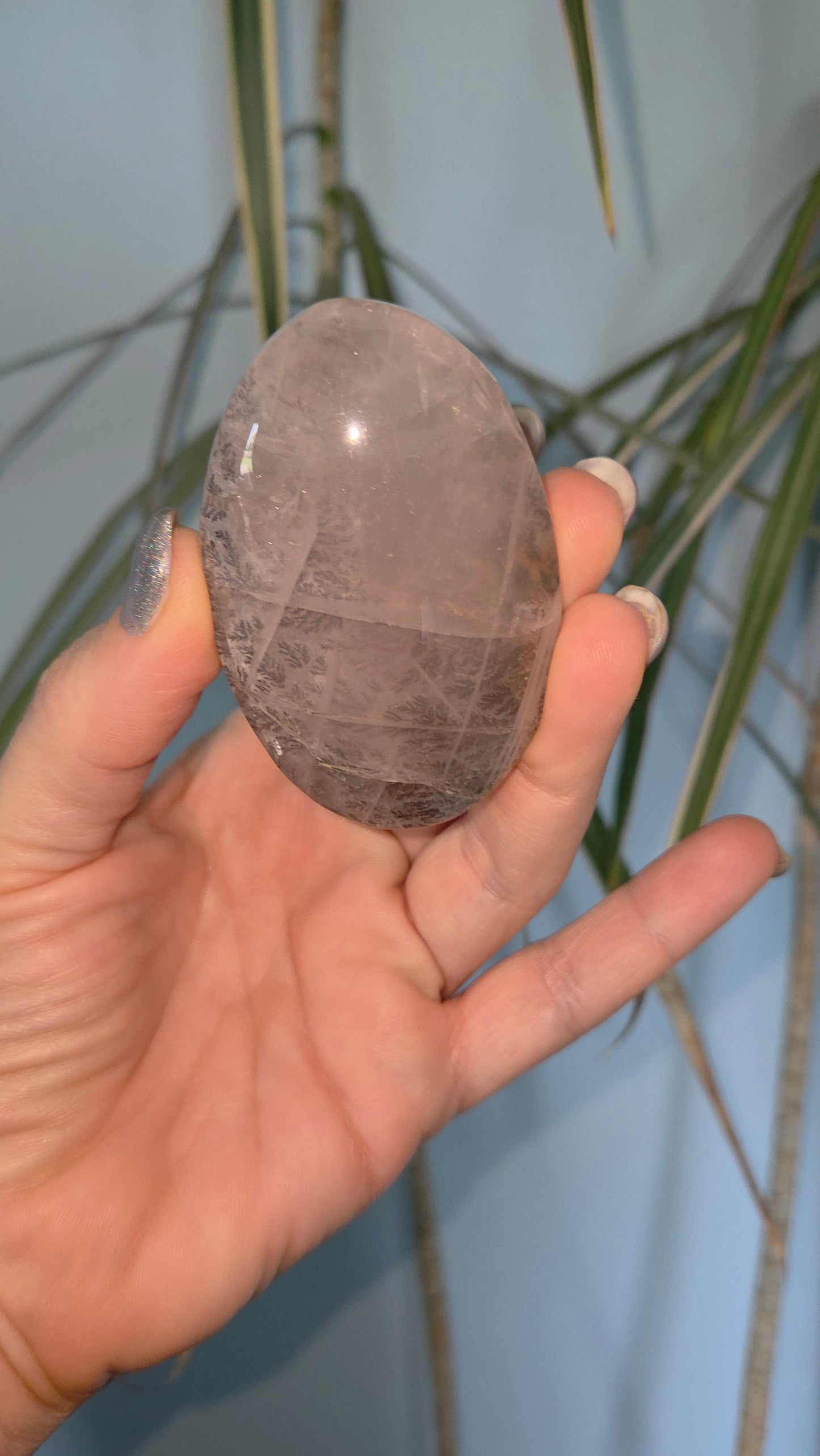 Dendritic Rose Quartz Palm