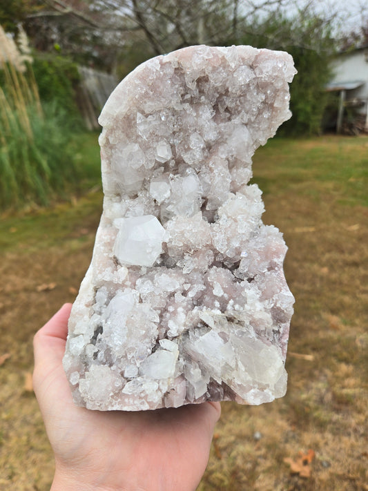 Pink Chalcedony With Diamond Apophyllite