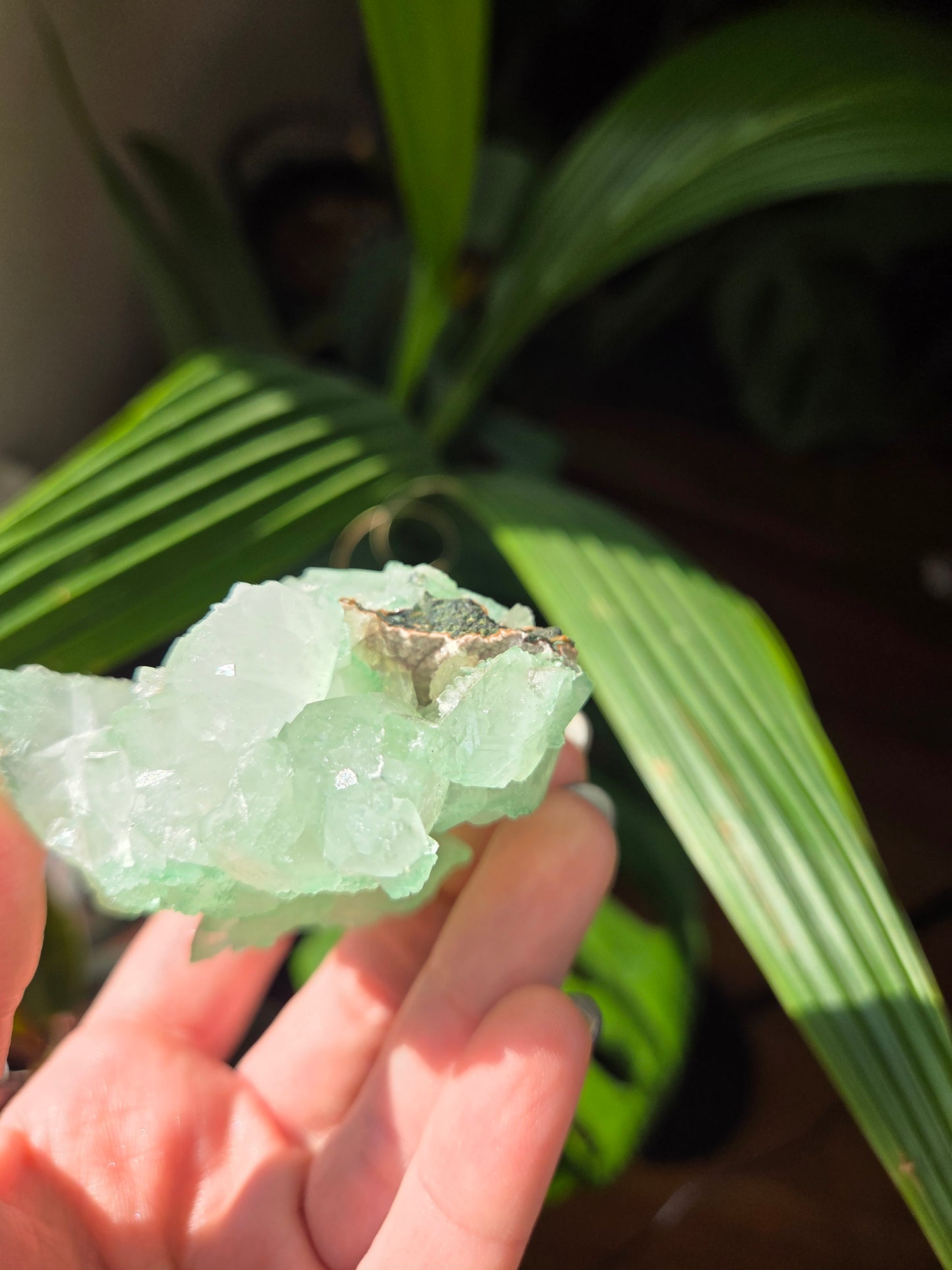 Green Apophyllite With Pink Druzy Chalcedony