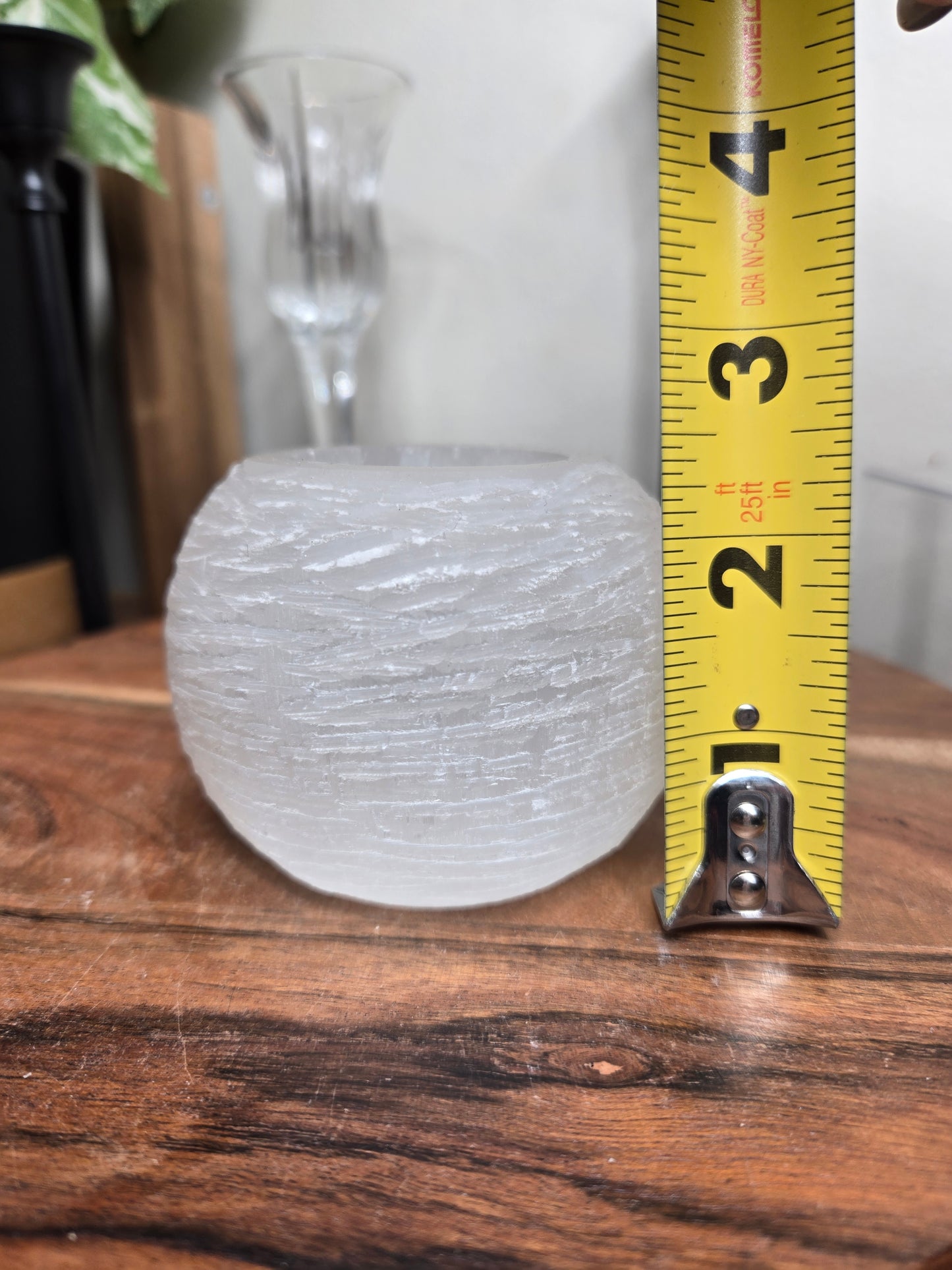 Satin Spar Candle Holder (Wavy Textured)