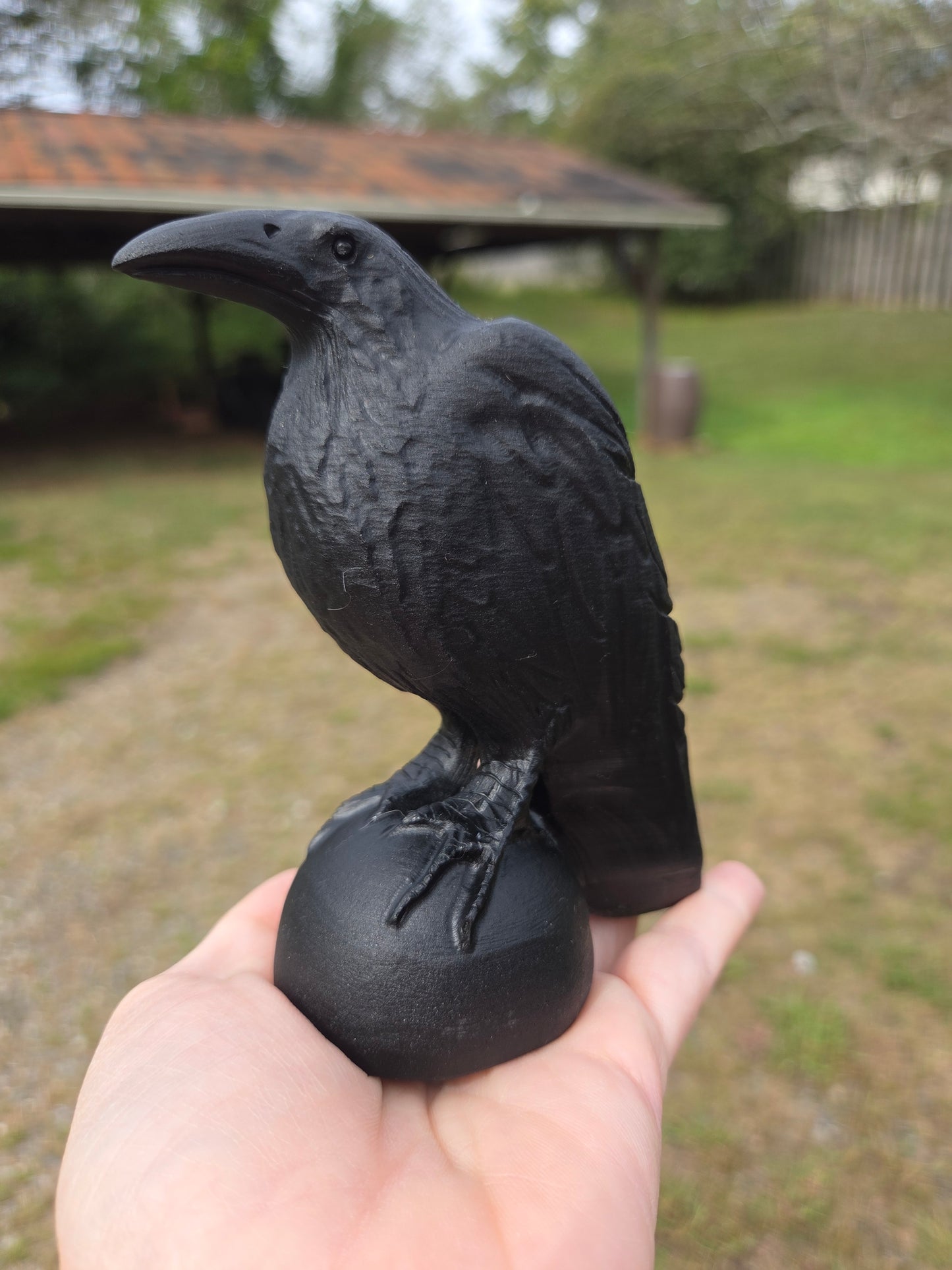 Large Black Obsidian Raven