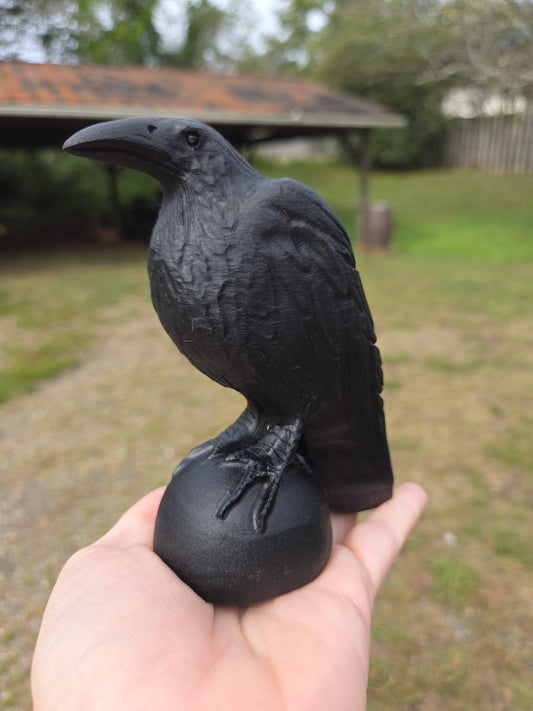 Large Black Obsidian Raven