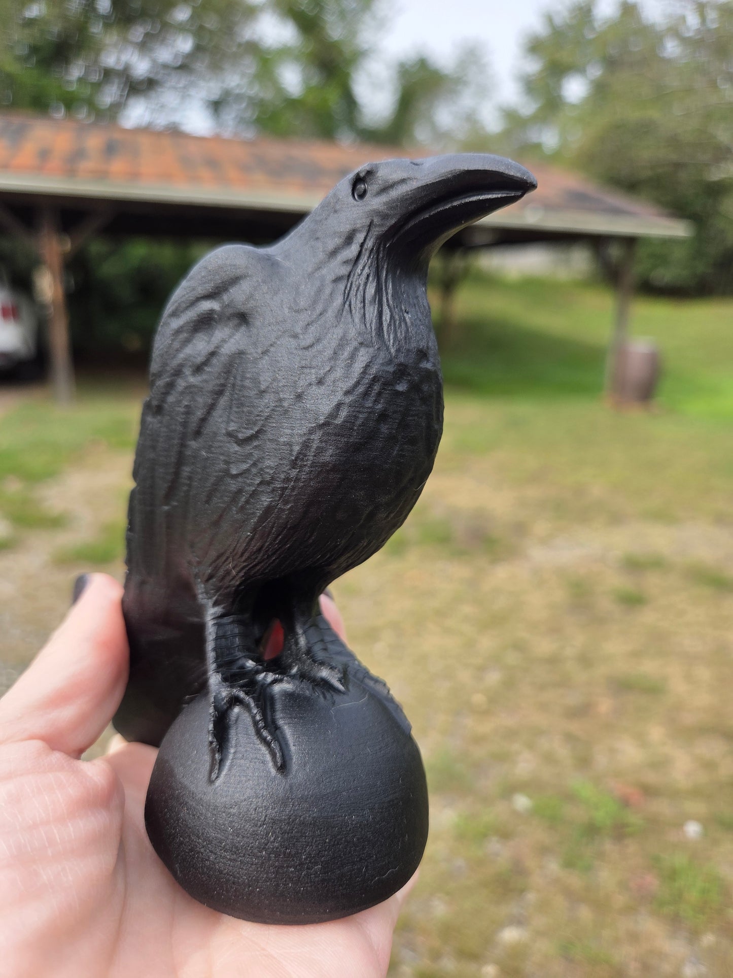 Large Black Obsidian Raven