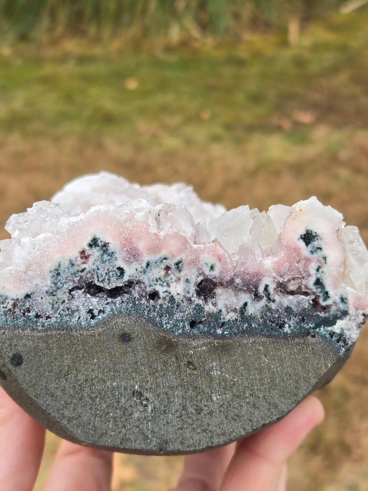 Pink Chalcedony With Diamond Apophyllite