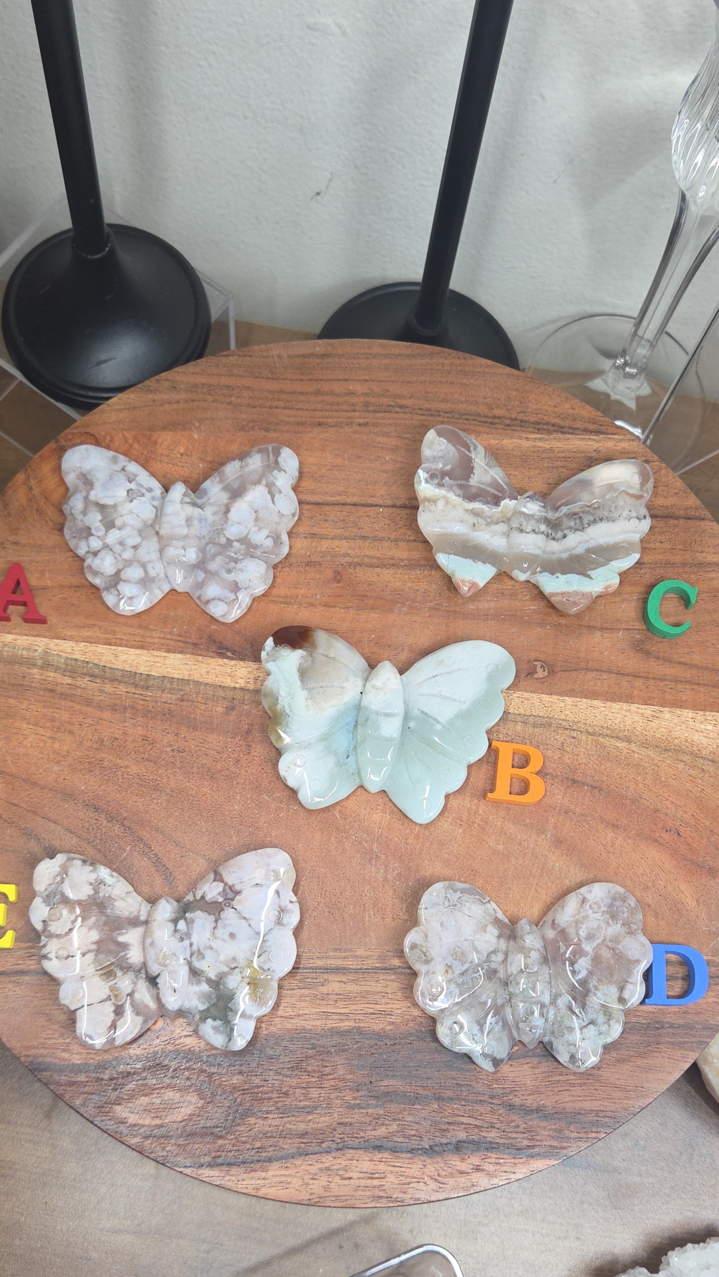 Green Flower Agate Butterfly